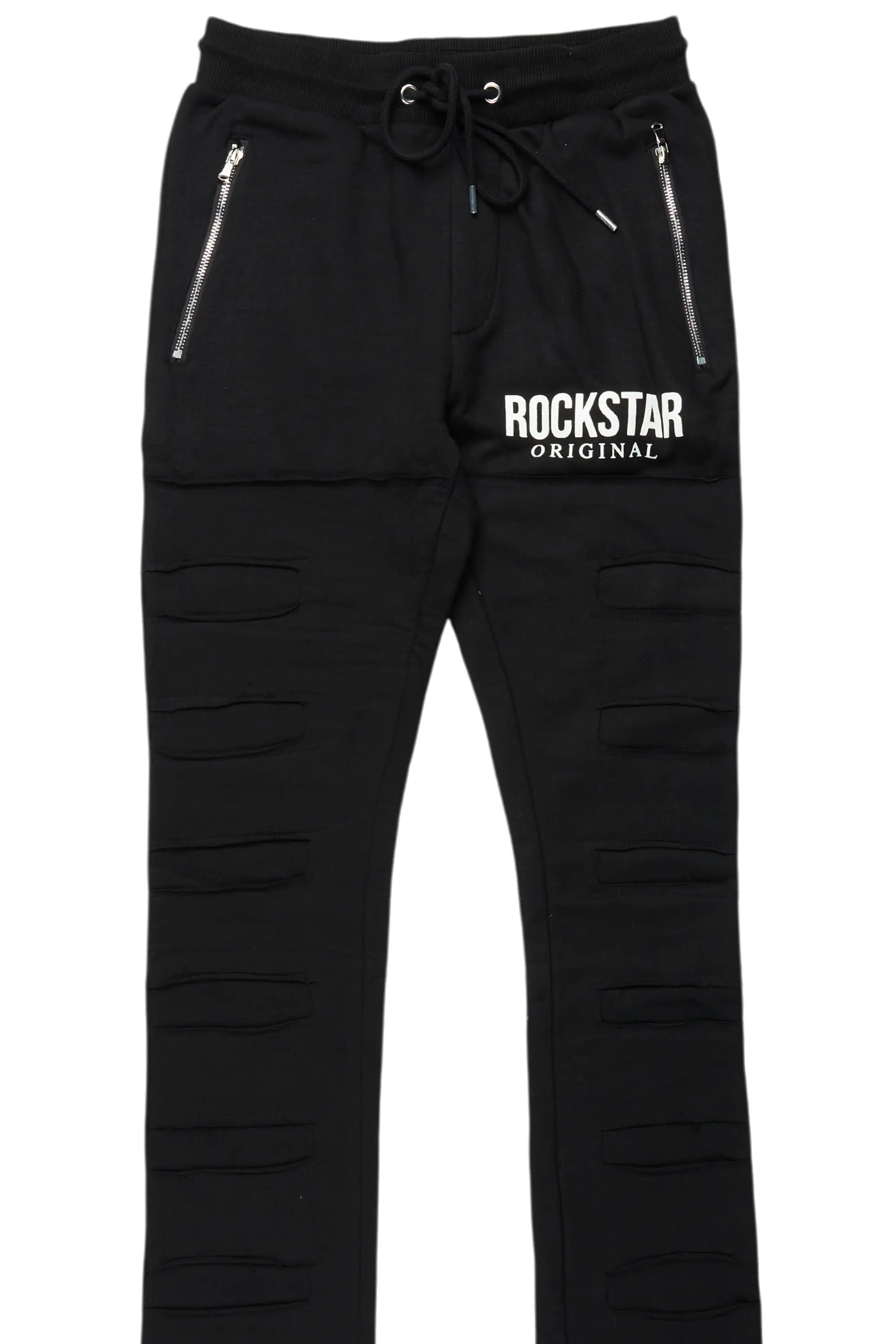 Emilio Black Stacked Flare Track Pant - Image 8