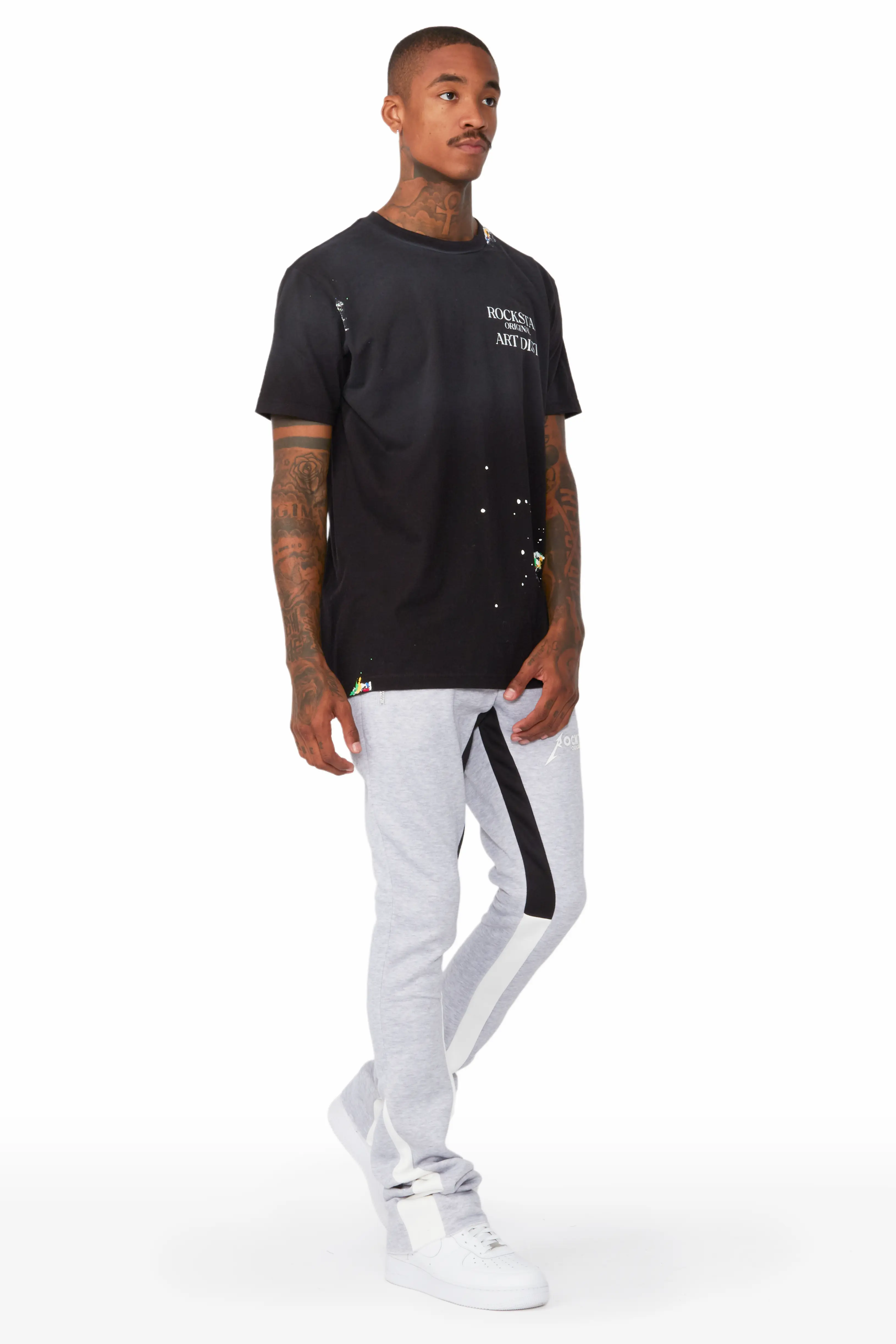 Everest Heather Grey Stacked Flare Track Pant - Image 6