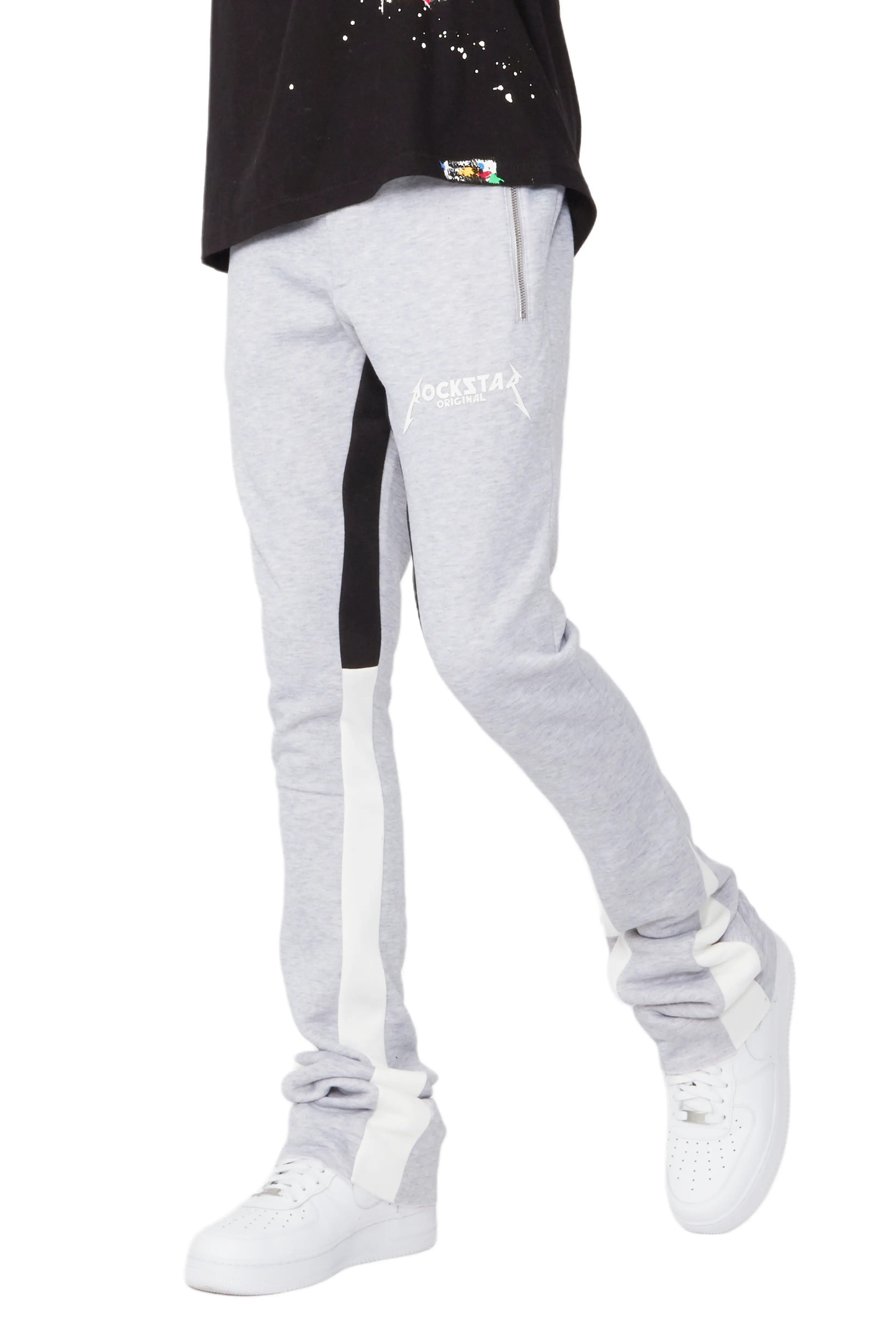 Everest Heather Grey Stacked Flare Track Pant - Image 9