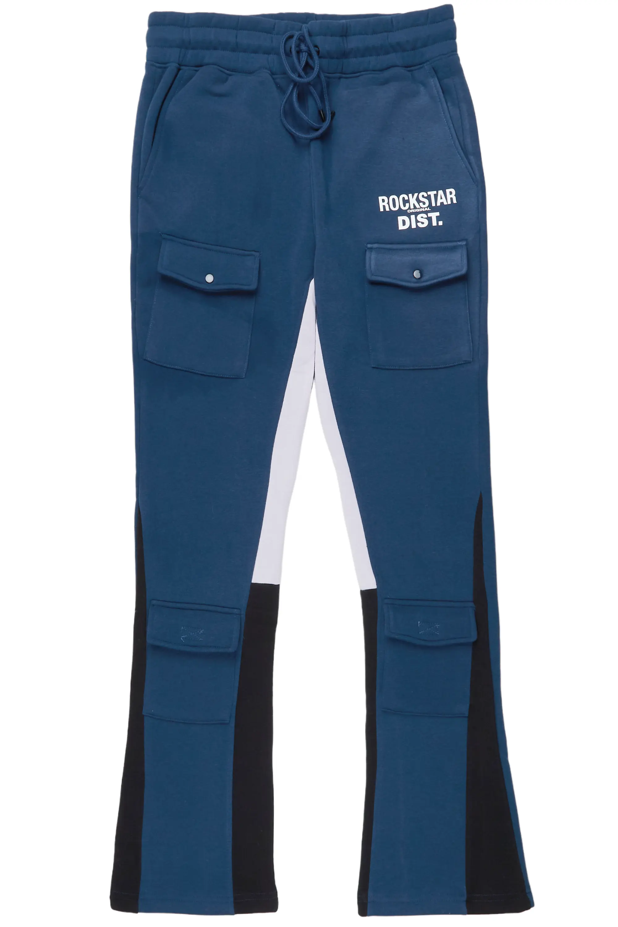 Joncarlo Navy Stacked Flare Track Pant - Image 3