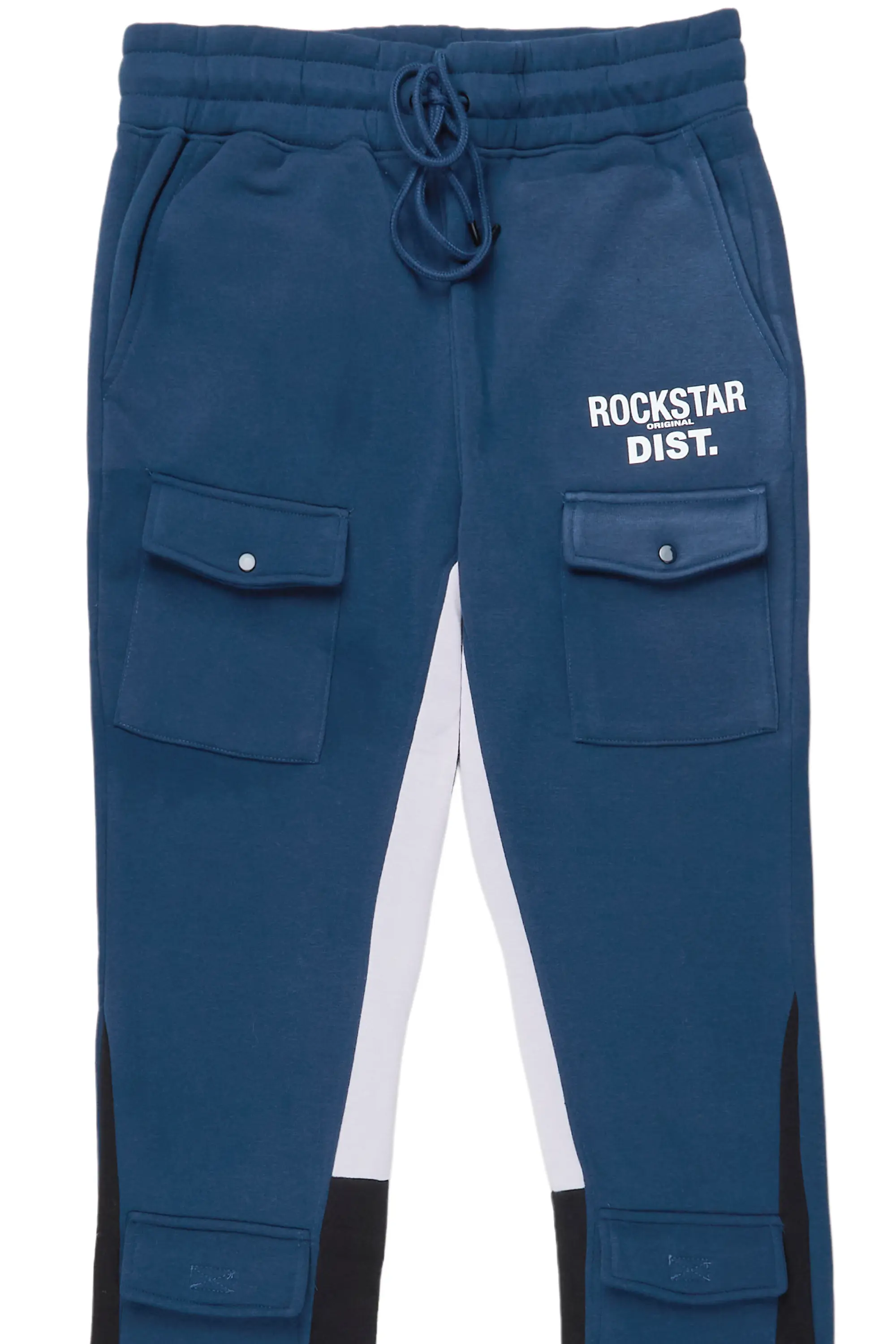 Joncarlo Navy Stacked Flare Track Pant - Image 7