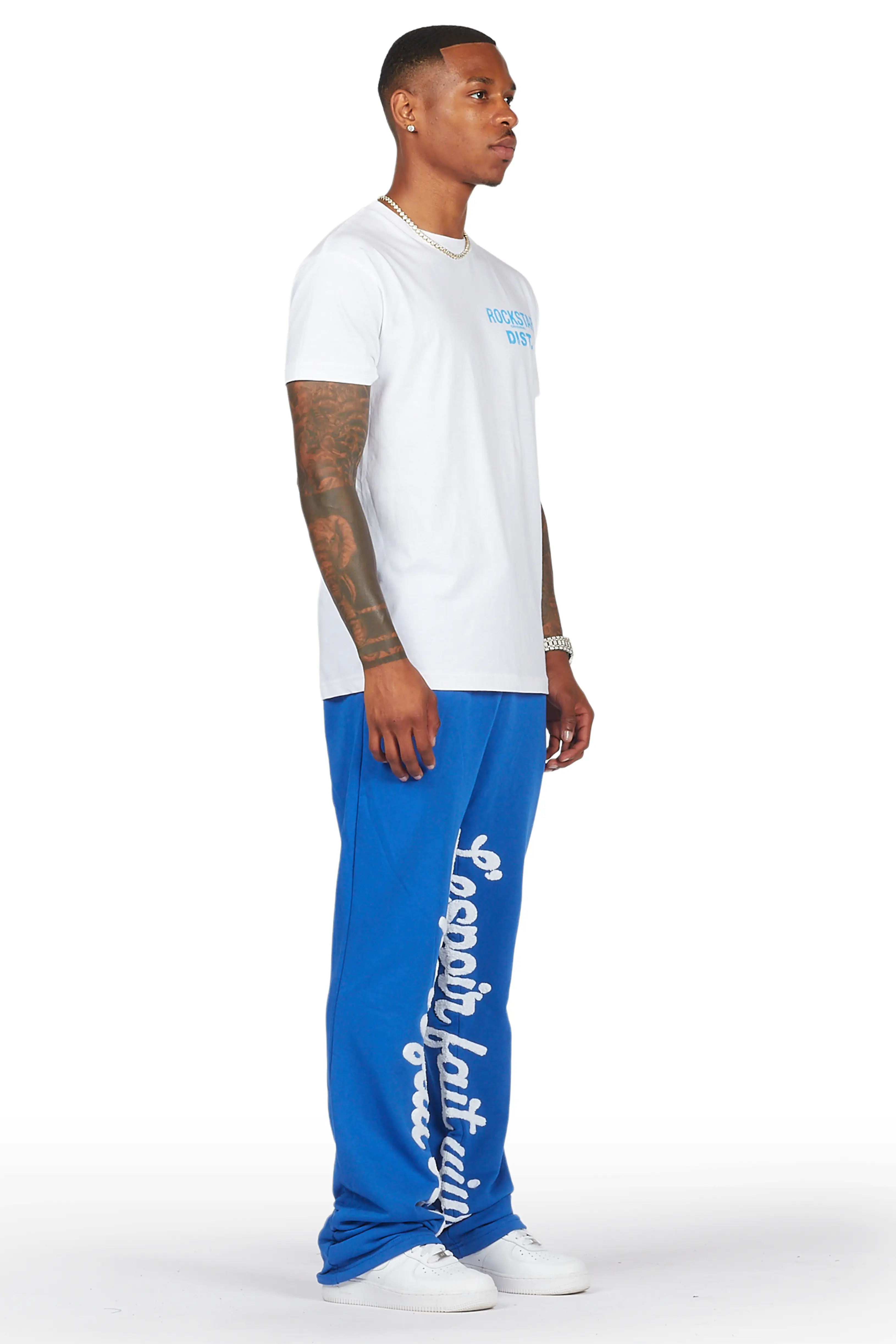 Tejas Royal Blue Stacked Flare Pants - Image 4