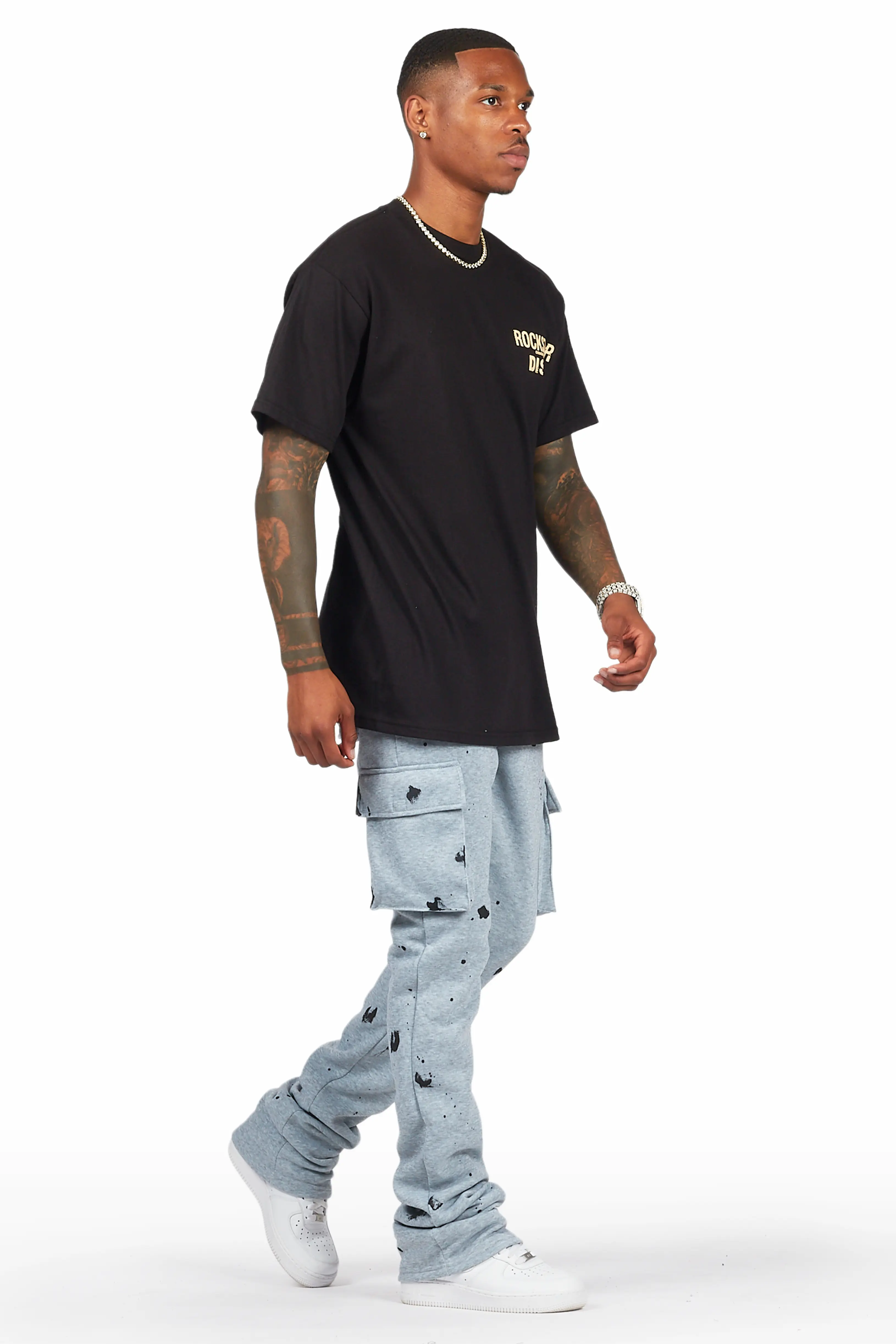 Radko Heather Grey Stacked Flare Cargo Pants - Image 7
