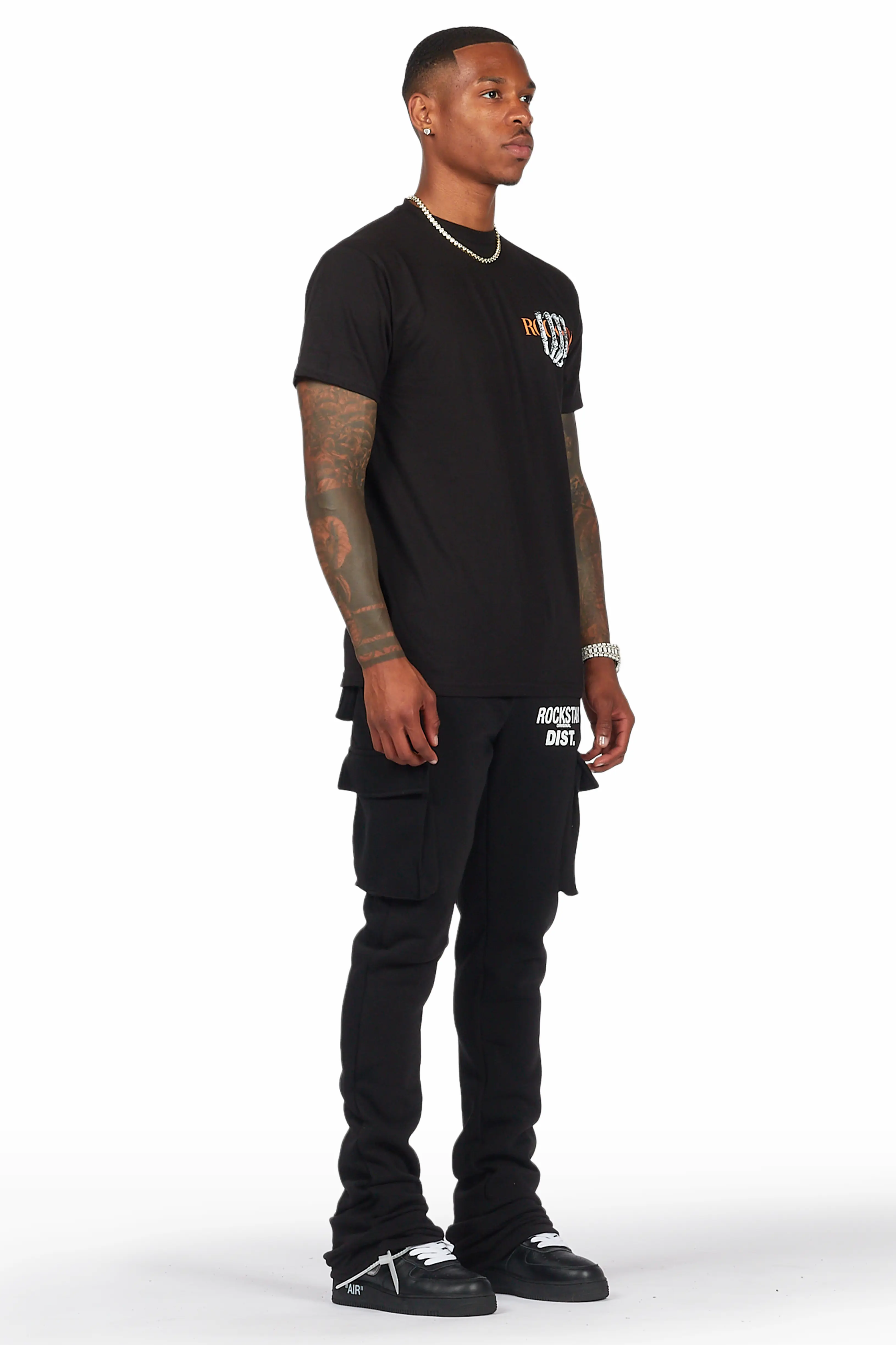 Alpine Black Stacked Flare Cargo Pant - Image 4