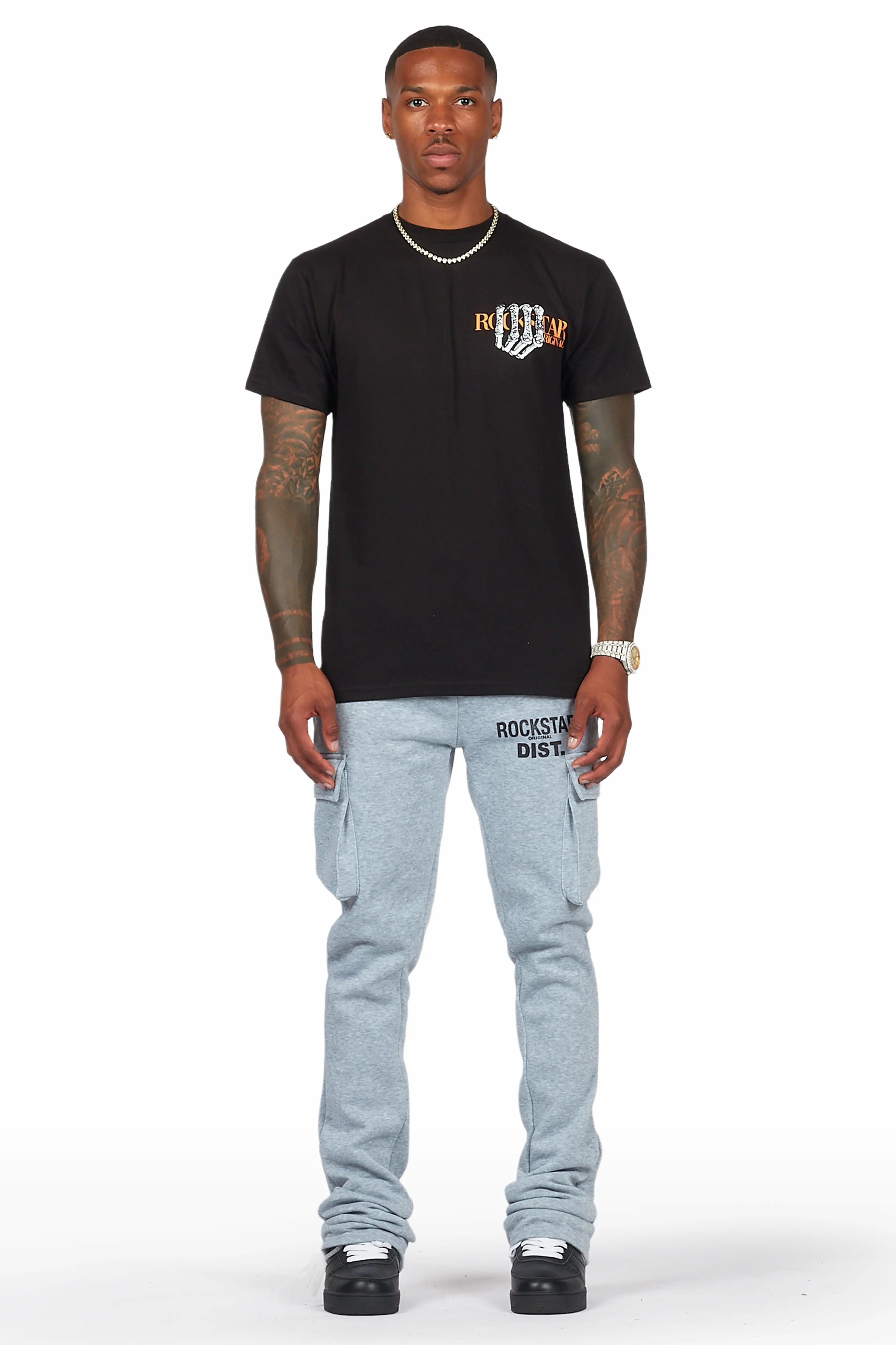 Alpine Heather Grey Stacked Flare Cargo Pant - Image 3