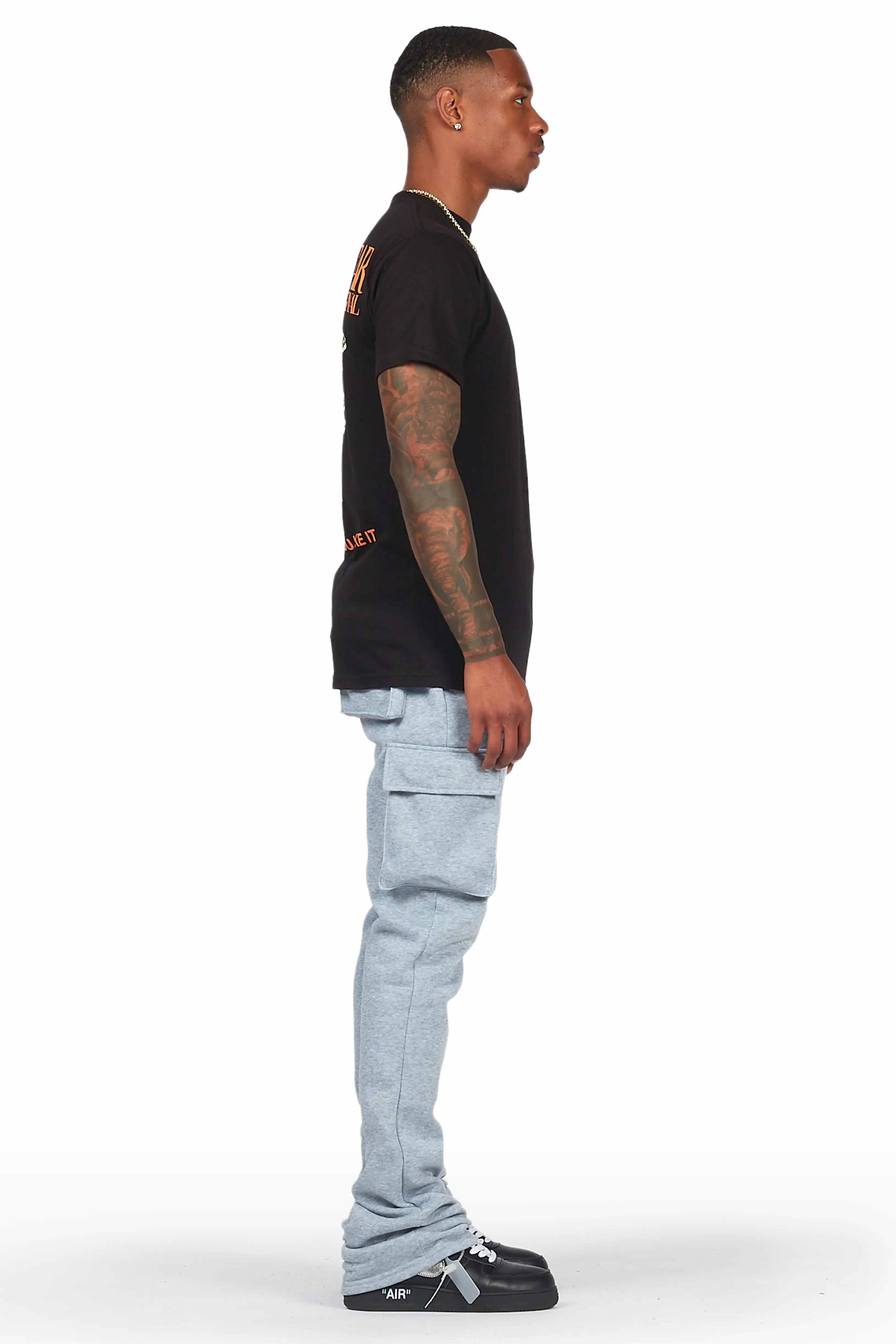 Alpine Heather Grey Stacked Flare Cargo Pant - Image 5