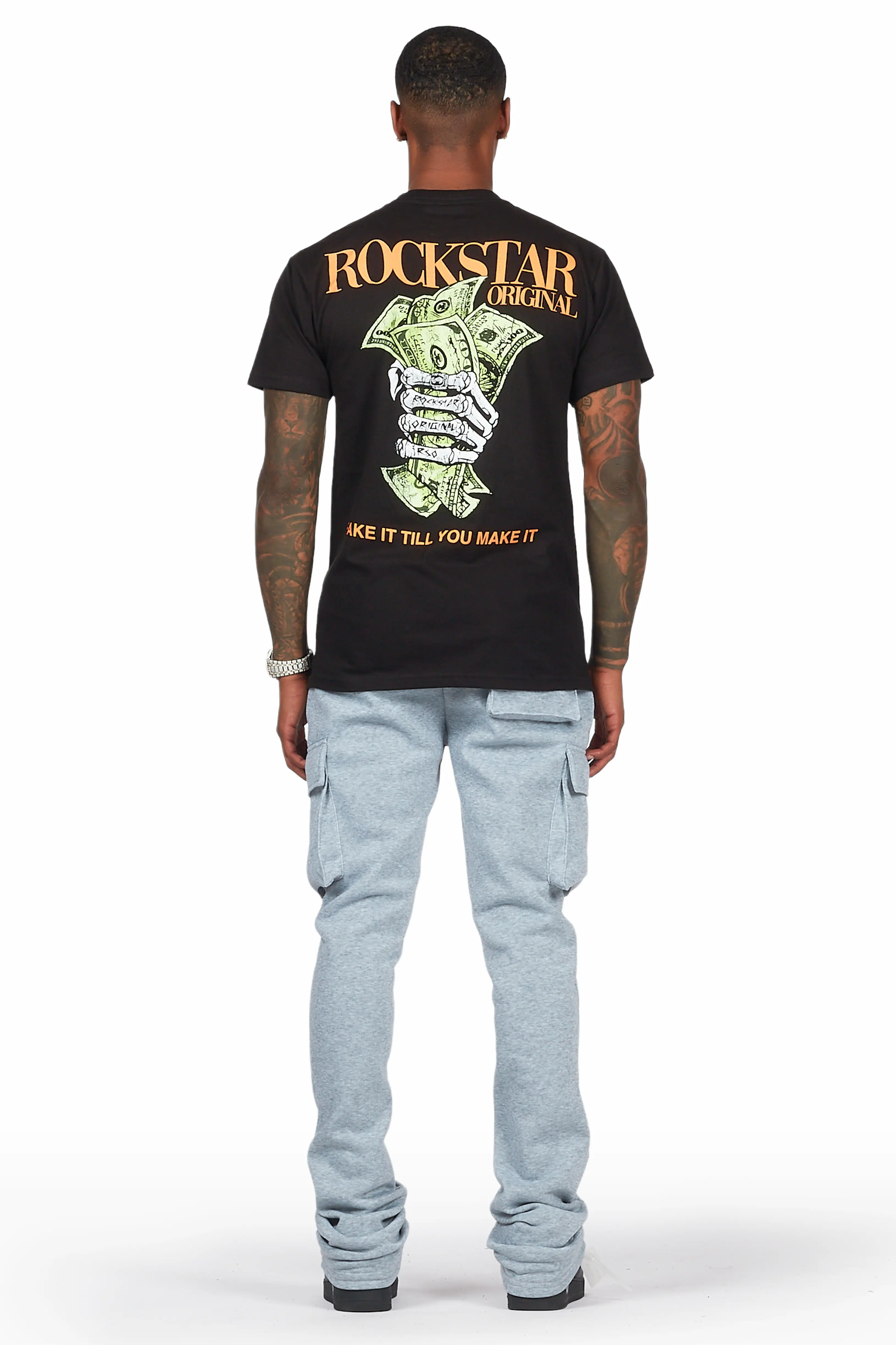 Alpine Heather Grey Stacked Flare Cargo Pant - Image 6