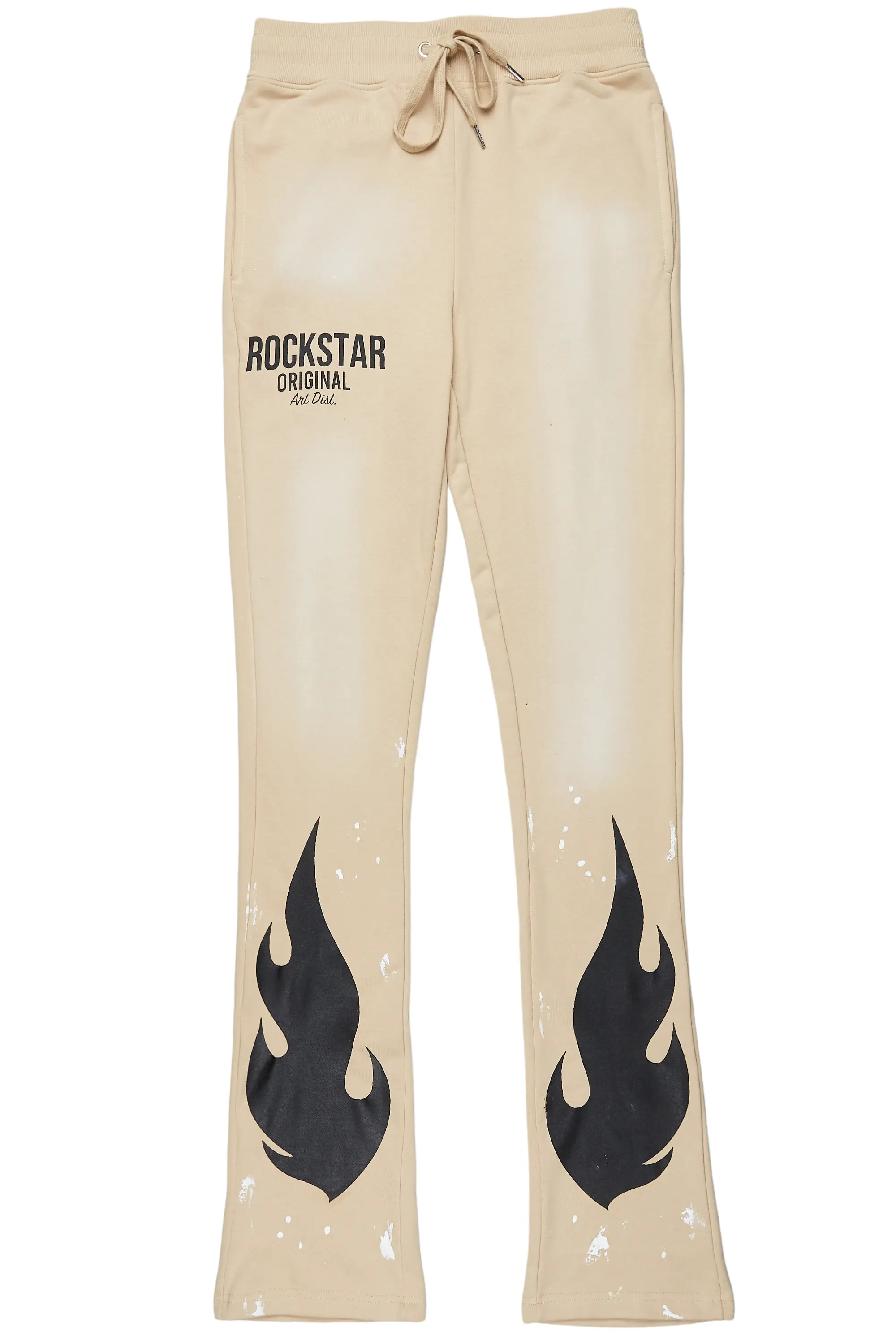 Damani Beige Patchwork Stacked Flare Pants - Image 2