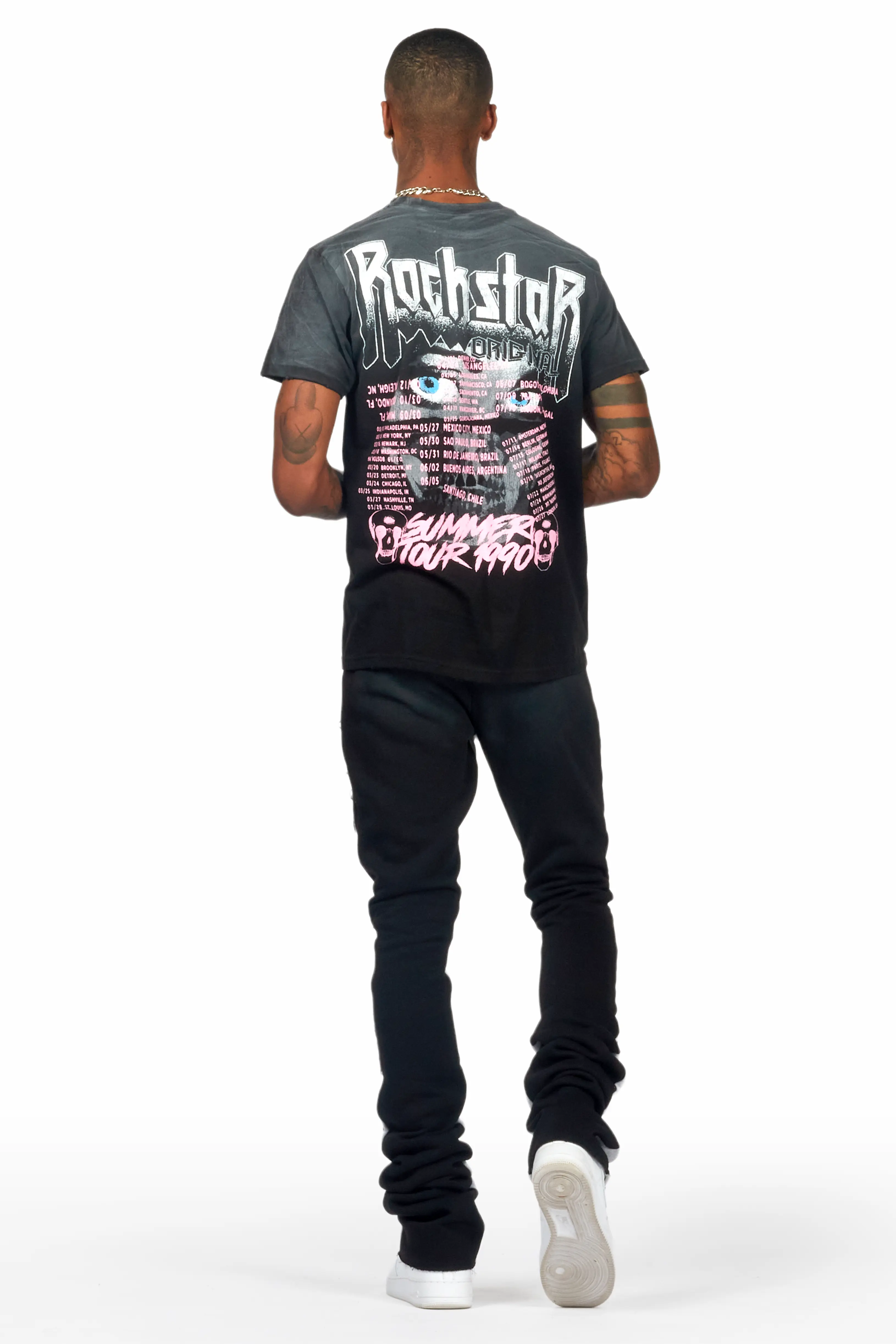 Acotas Black/Black Patchwork Super Stacked Flare Pants - Image 6