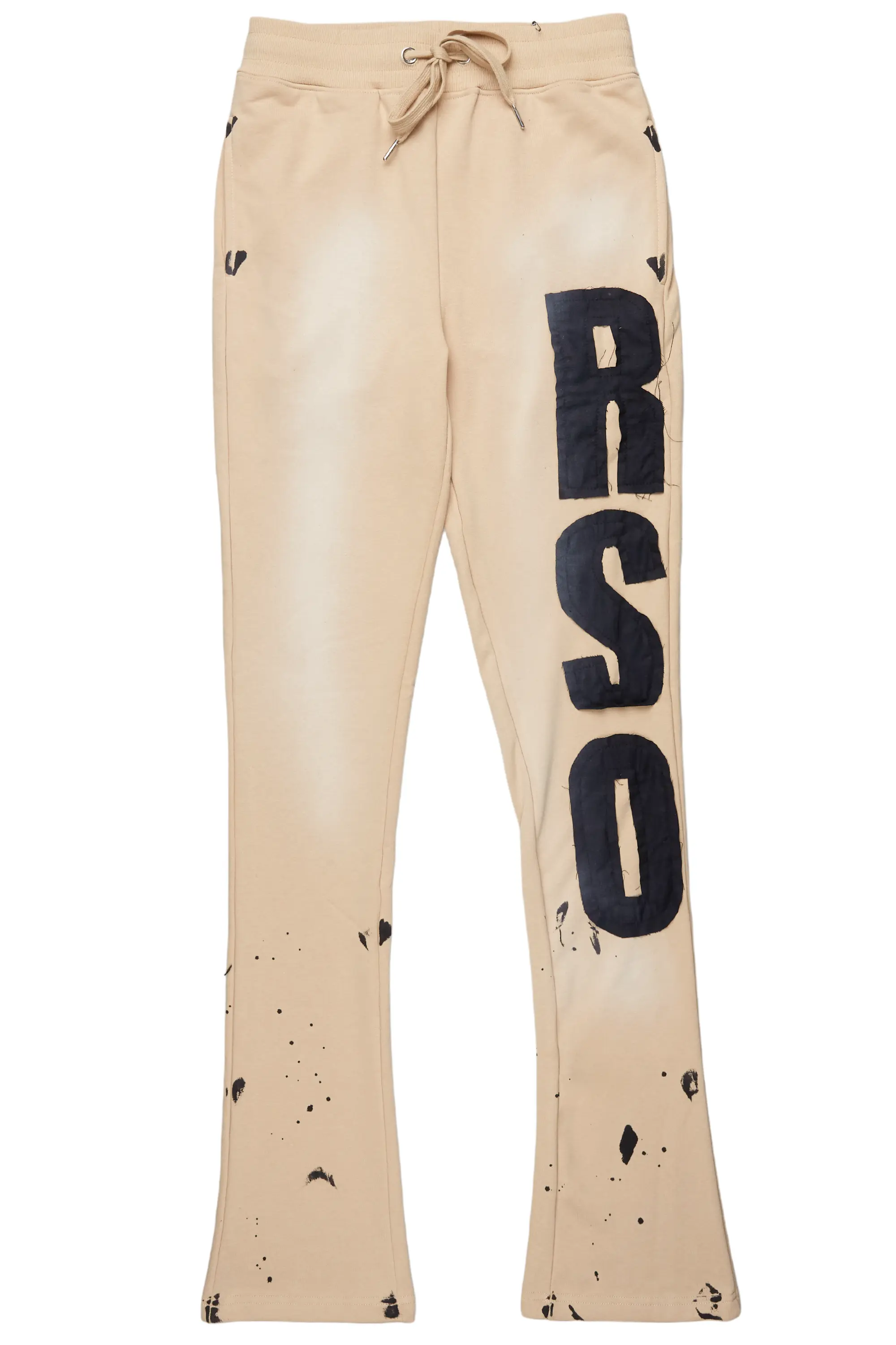 Acotas Khaki Patchwork Stacked Flare Pants - Image 2