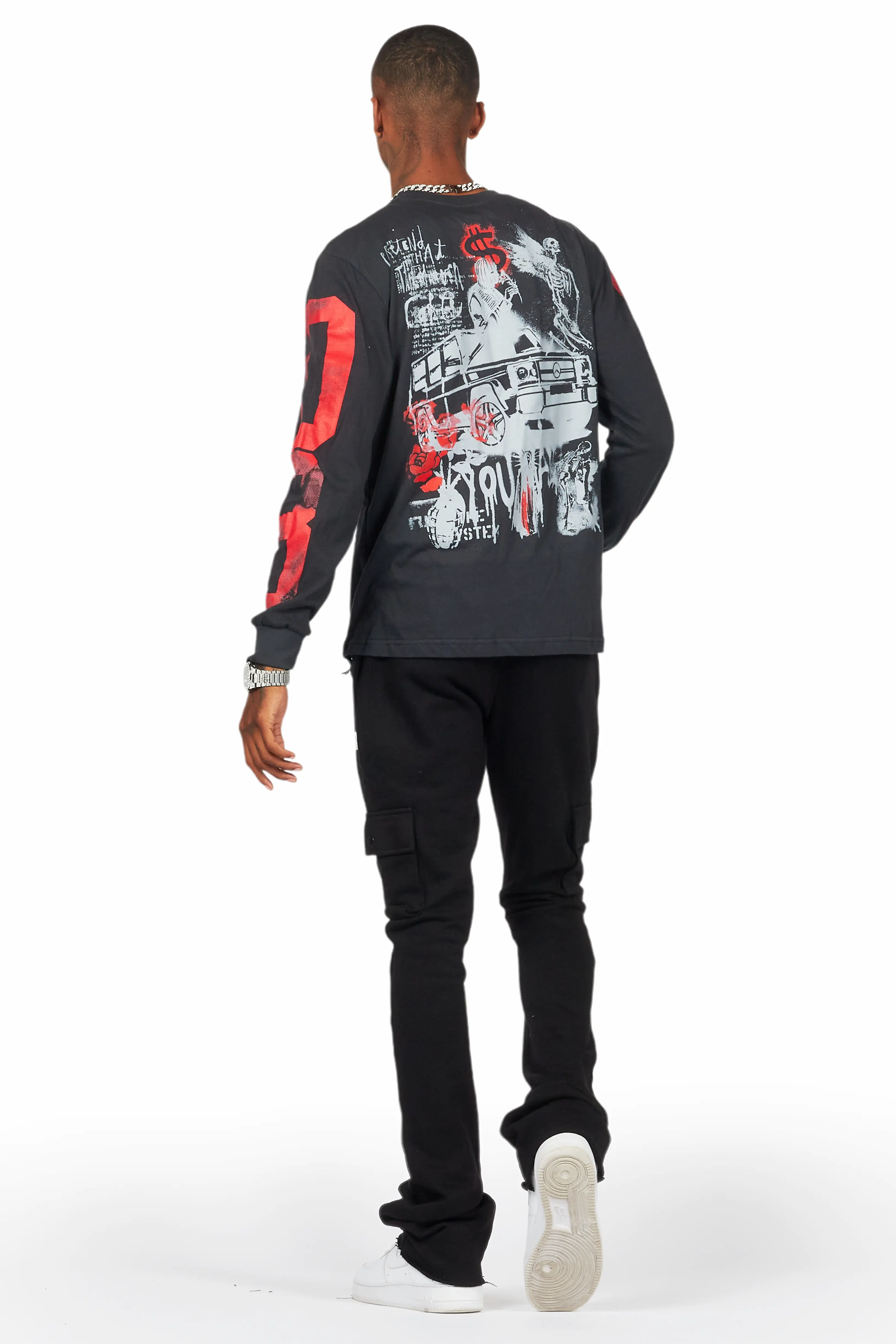 Admir Black Stacked Flare Pant - Image 5