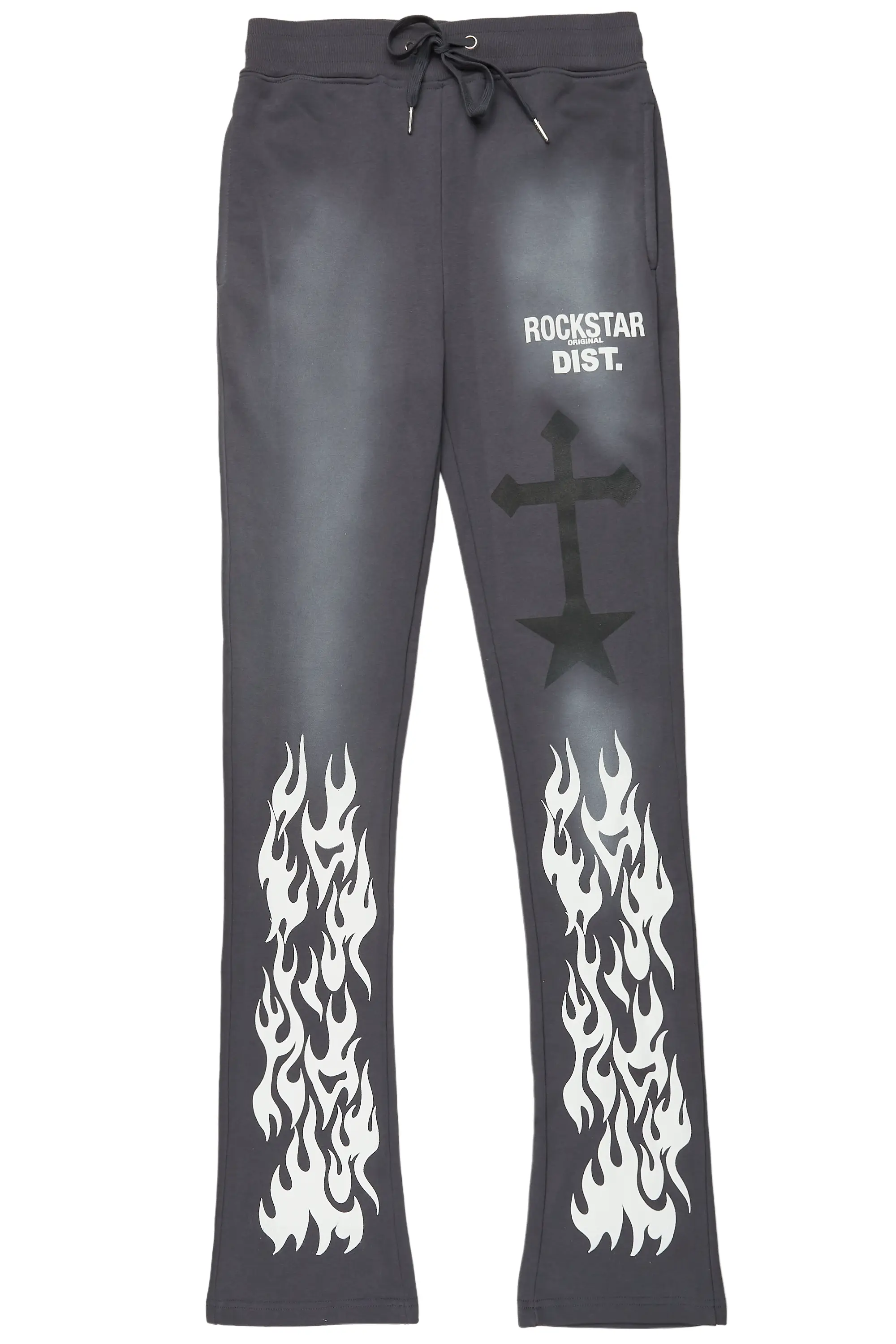 Damini Charcoal Patchwork Stacked Flare Pants - Image 2