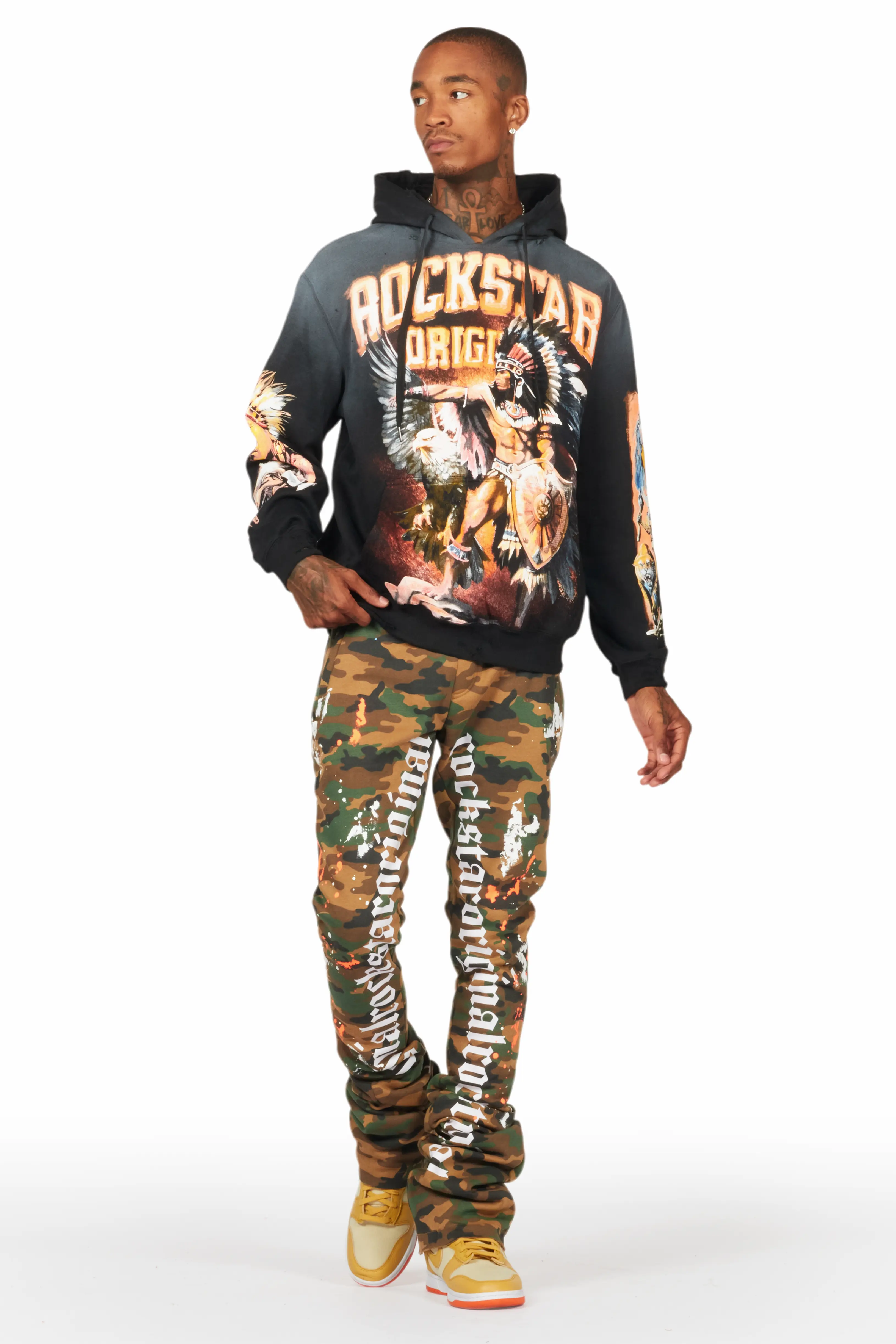 Adwin Painter Faded Camo Super Stacked Flare Pants - Image 3