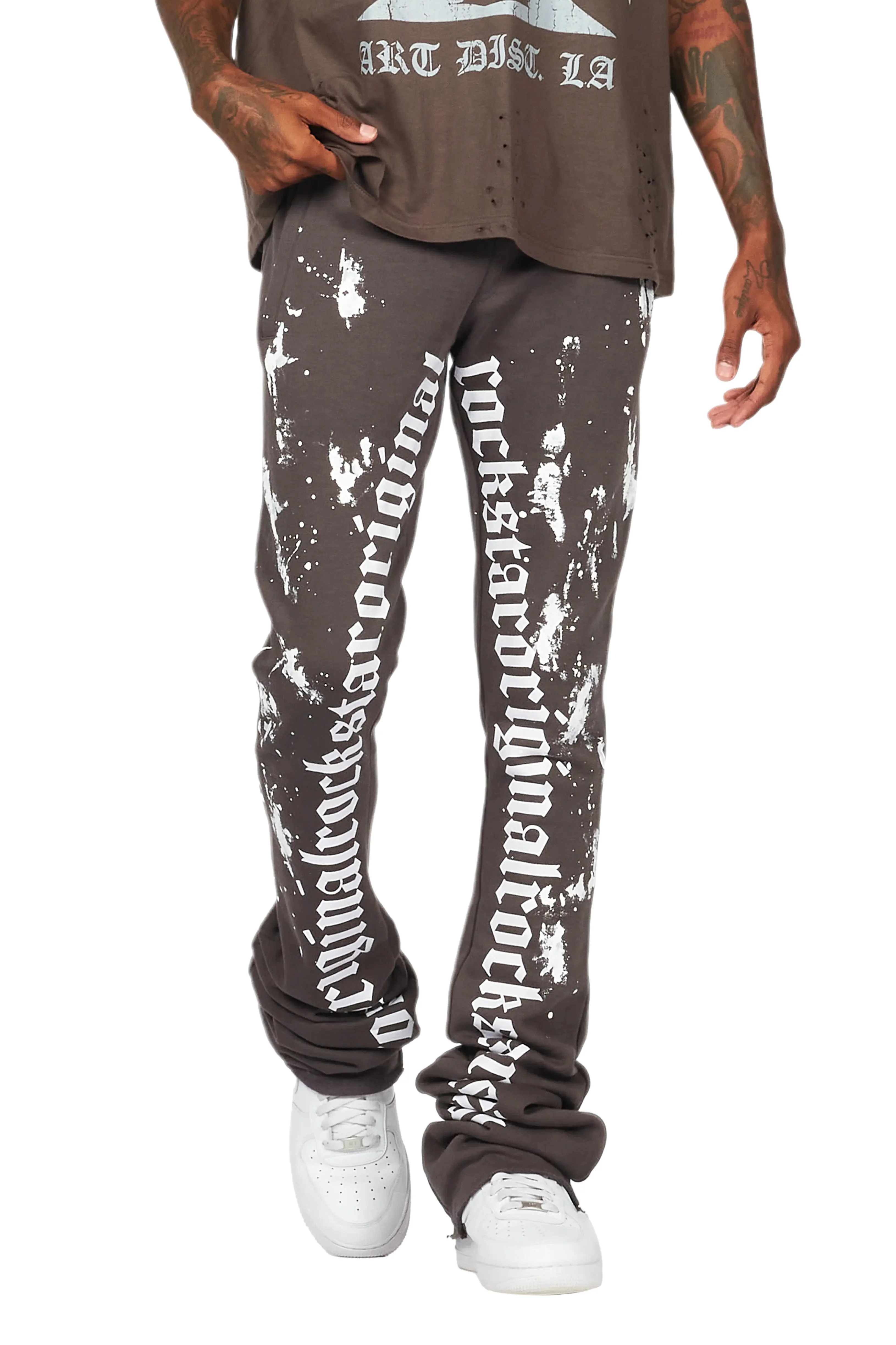 Adwin Painter Vintage Grey Super Stacked Flare Pants - Image 10