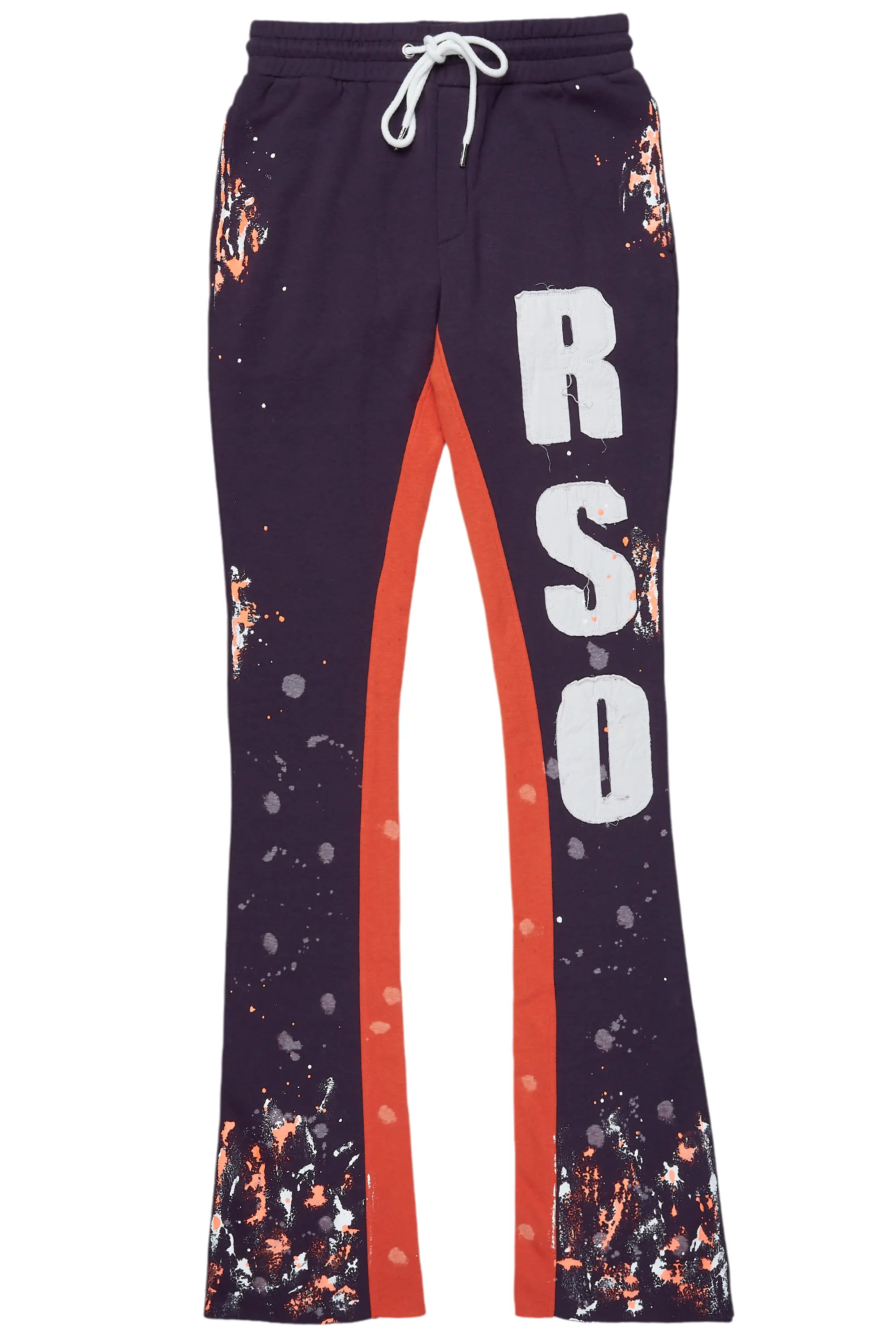 Ulmer Purple Patchwork Stacked Flare Track Pant - Image 2