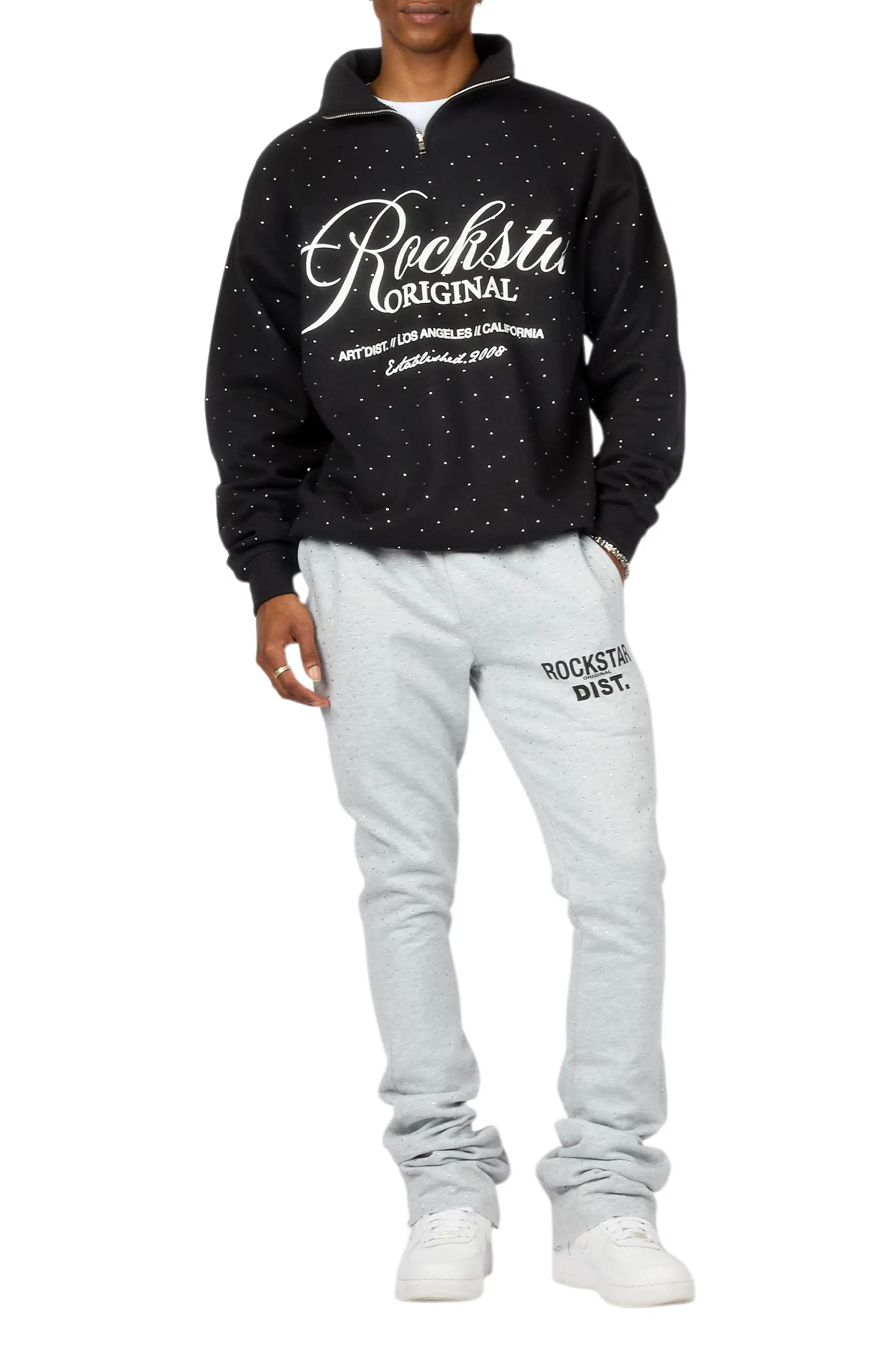 Alpine Rhinestone Heather Grey Stacked Flare Pant - Image 11