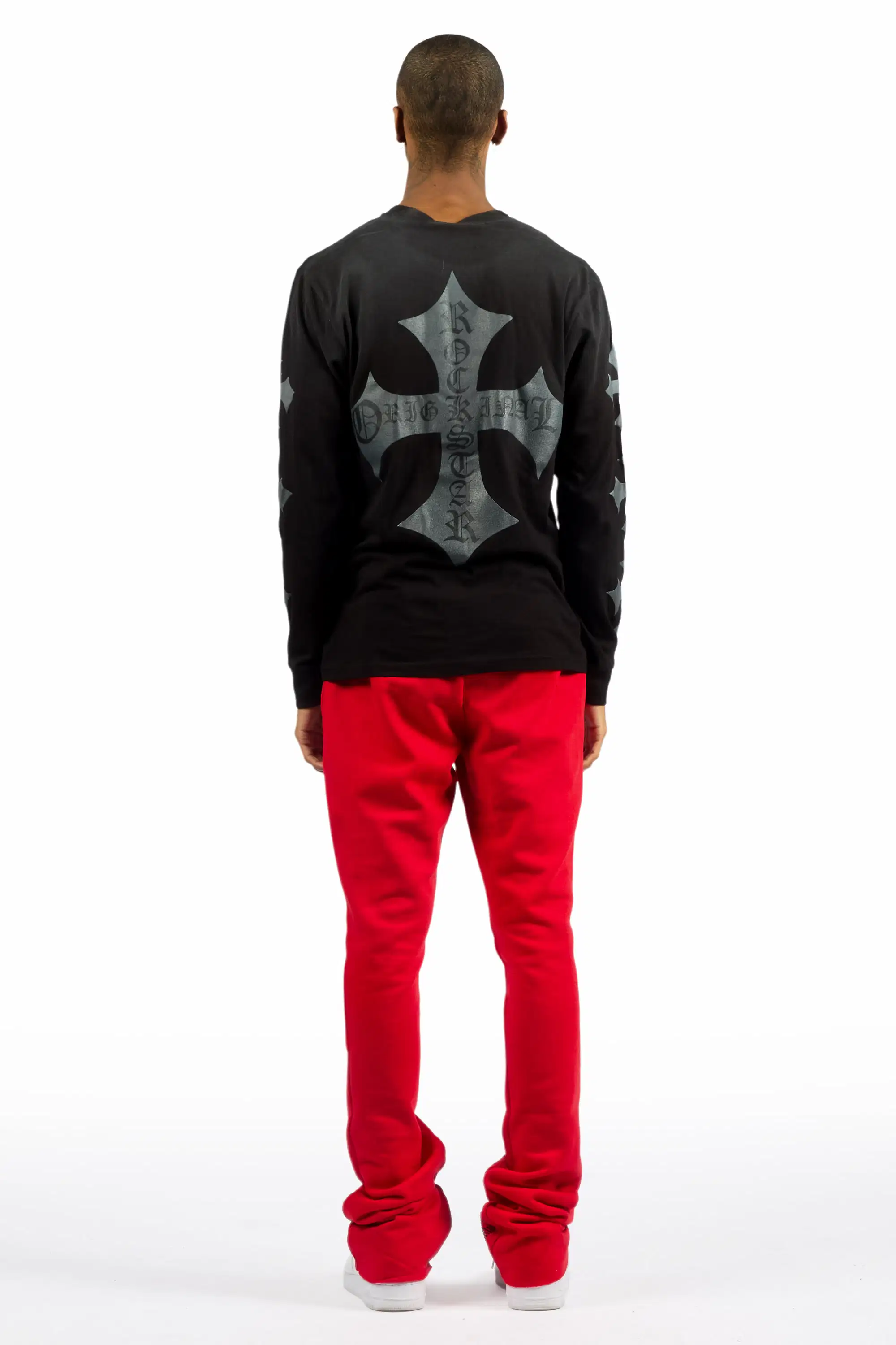 Pyrel Red/Black Rhinestone Stacked Flare Pant - Image 6