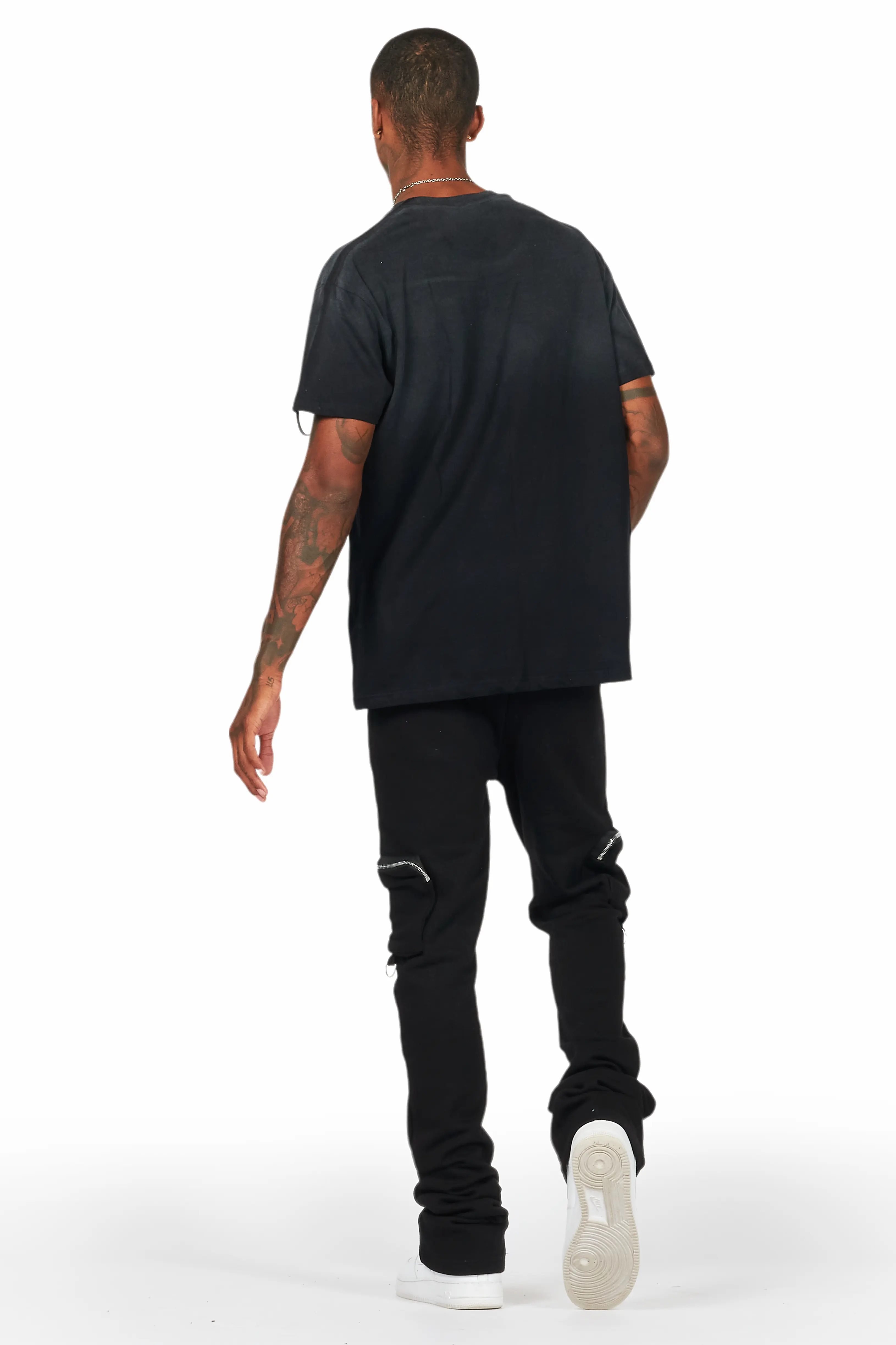 Colin Black Stacked Flare Track Pant - Image 5