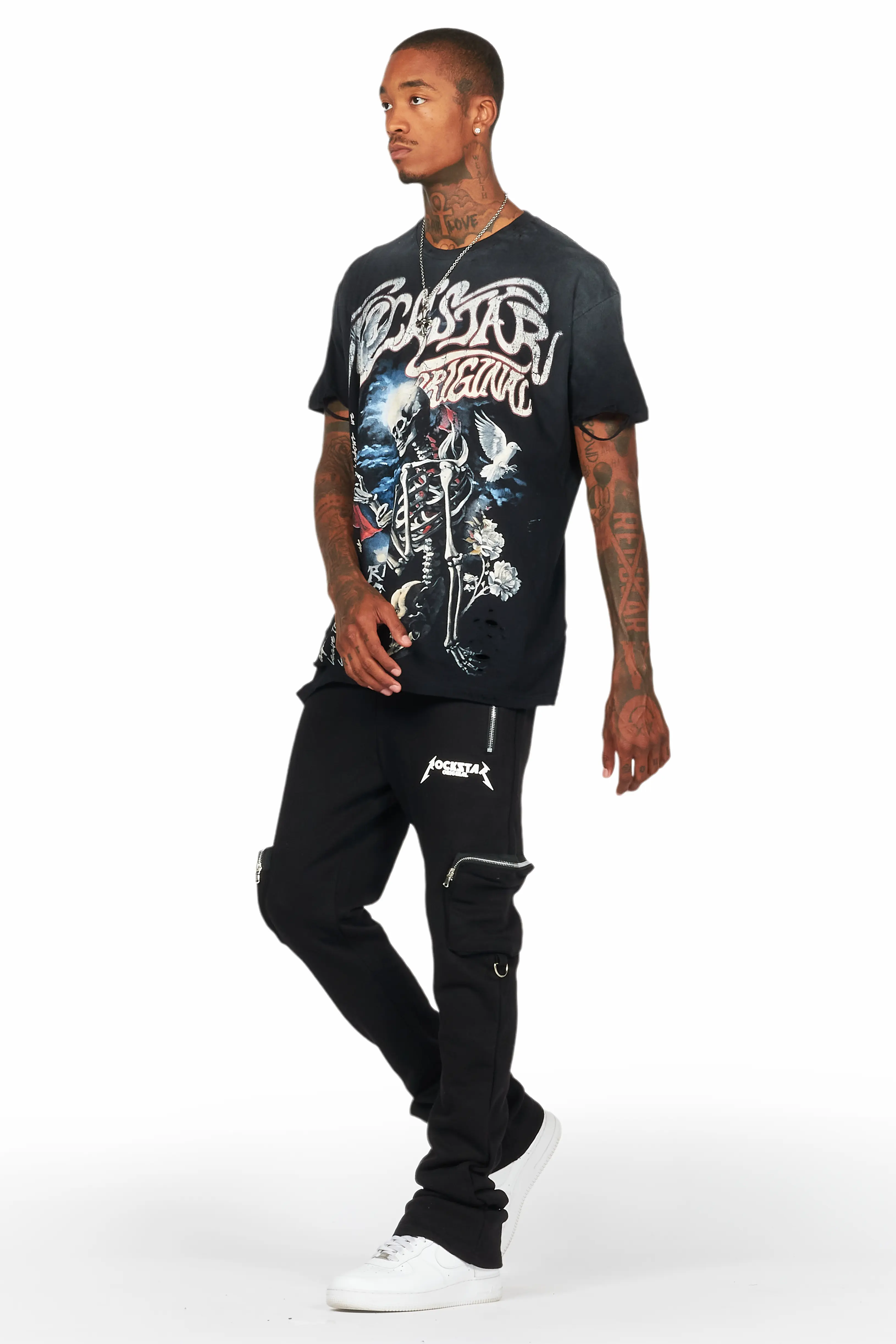 Colin Black Stacked Flare Track Pant - Image 6