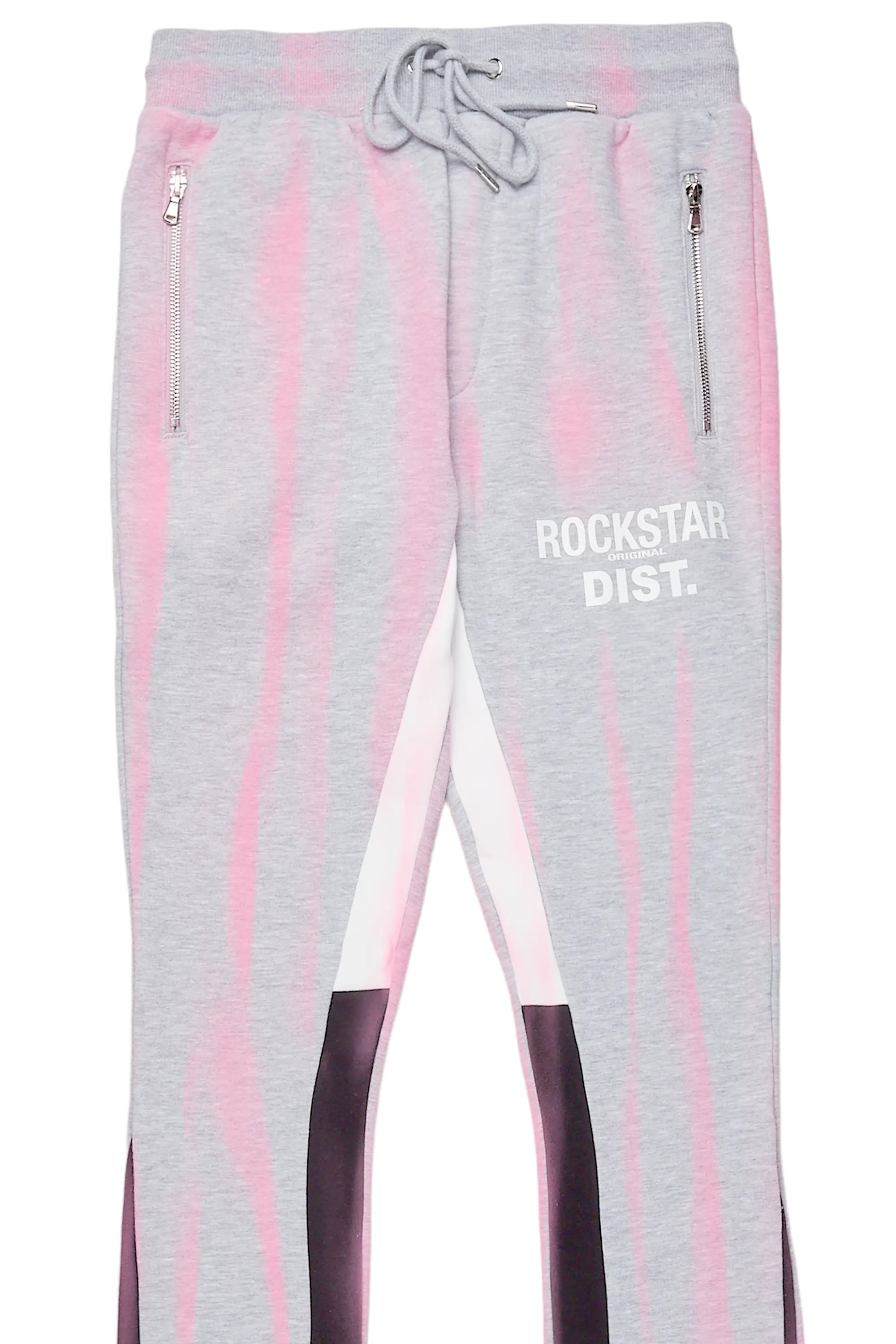 Firoz Heather Grey Graphic Stacked Flare Pant - Image 8