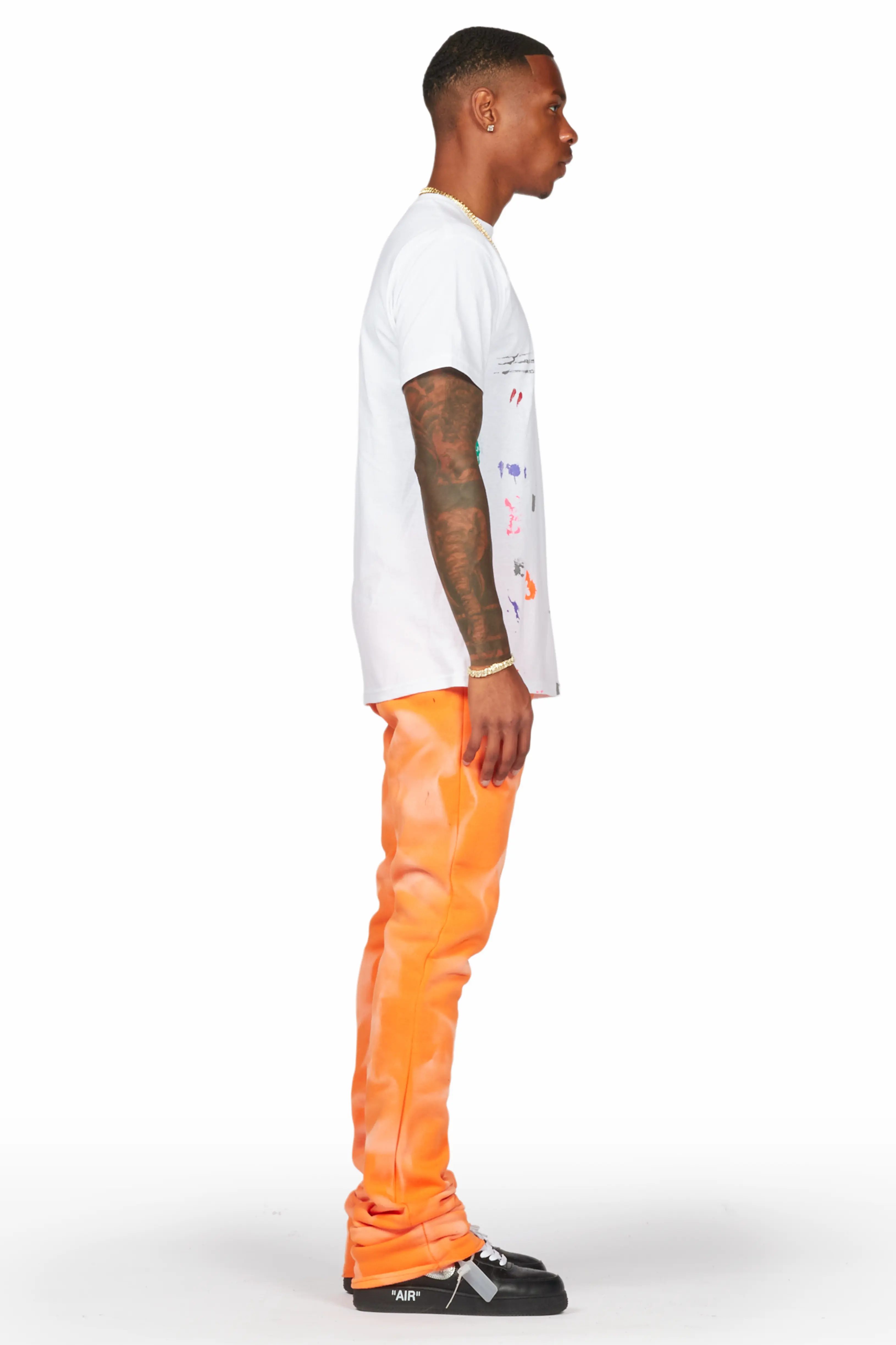 Mallor Orange Graphic Stacked Flare Pant - Image 5