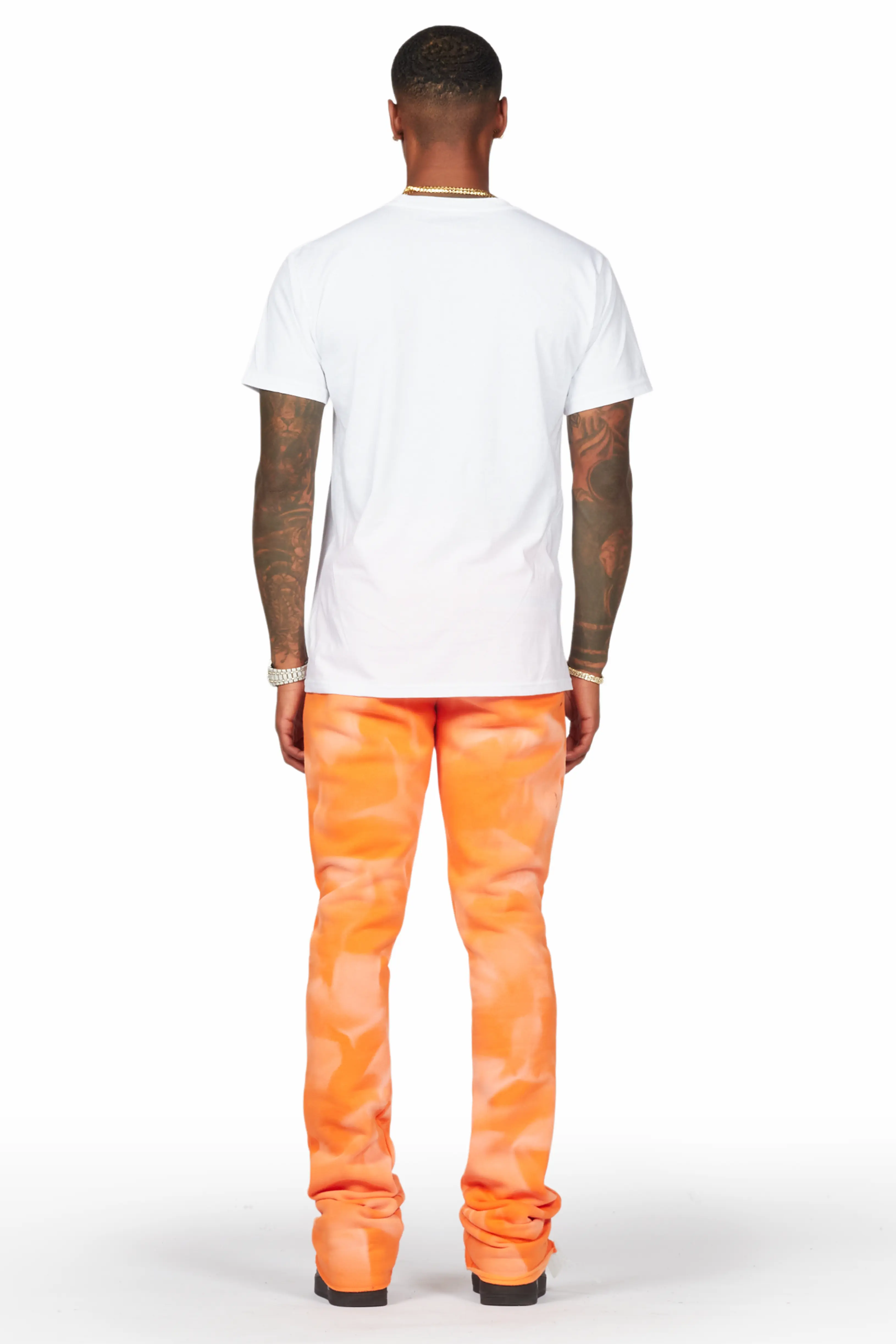Mallor Orange Graphic Stacked Flare Pant - Image 6