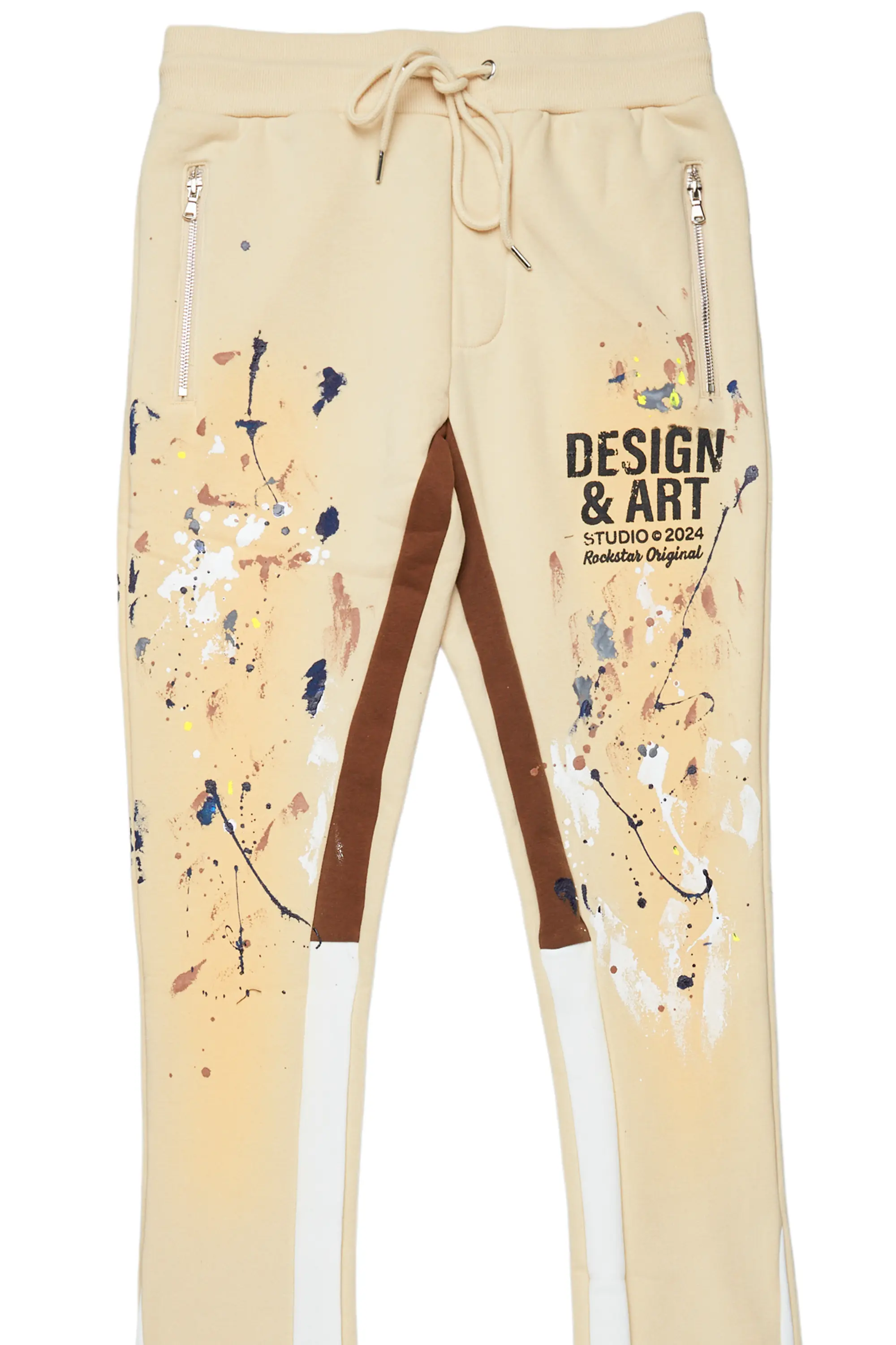 Pellos Beige Graphic Super Stacked Flare Pant - Image 8