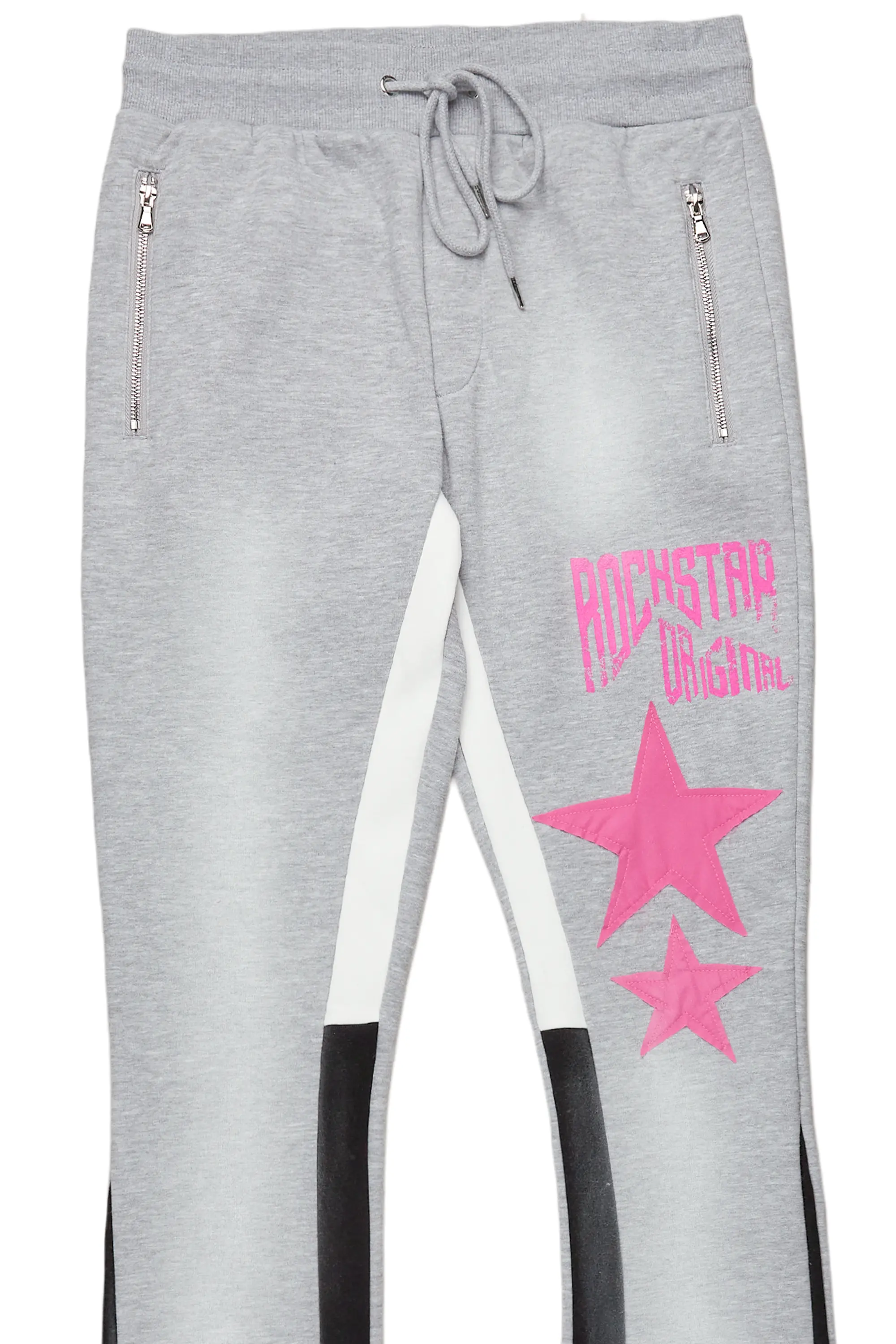 Raivo Heather Grey Graphic Stacked Flare Pant - Image 8