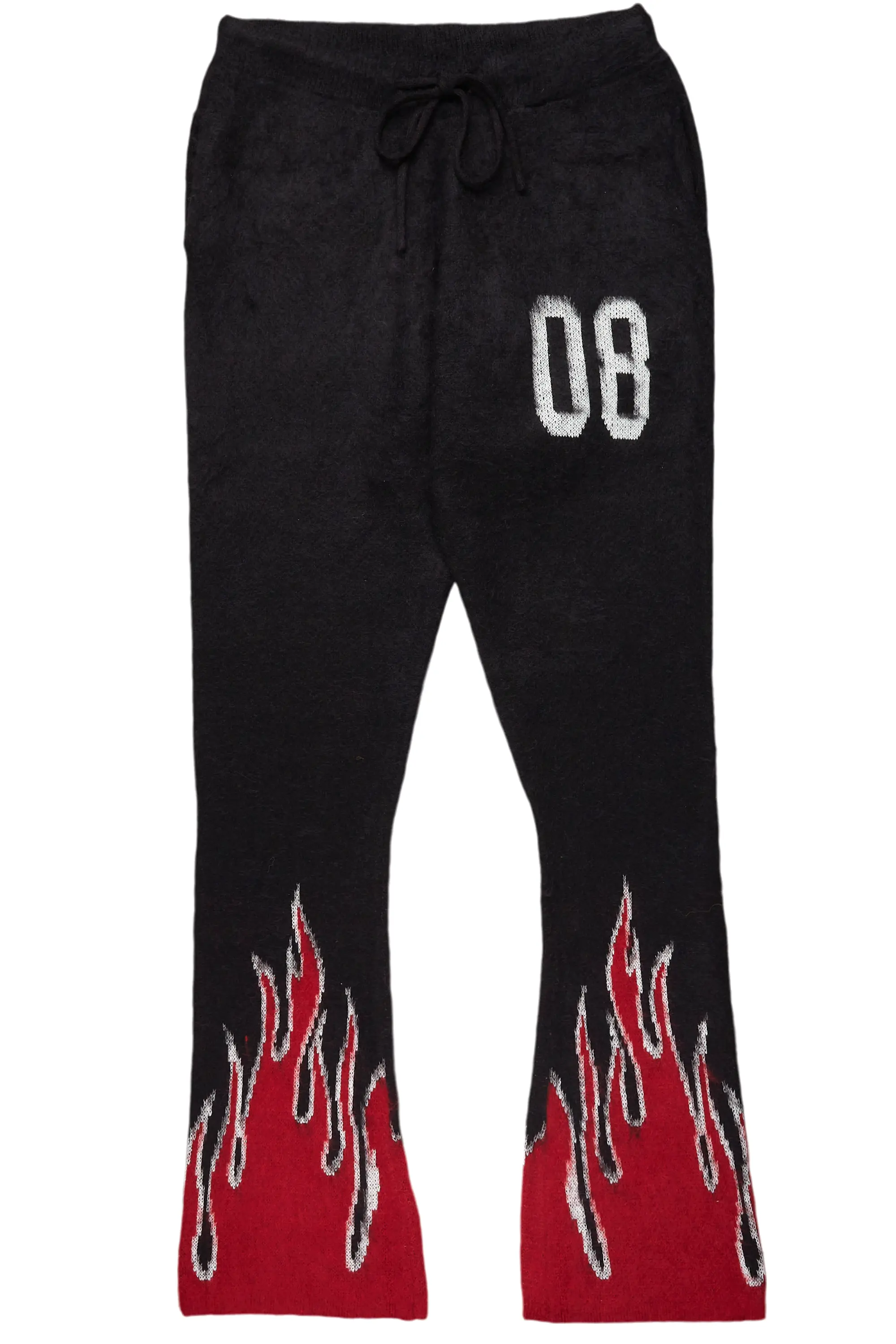 Holger Black/Red Graphic Stacked Flare Mohair Track Pant - Image 2