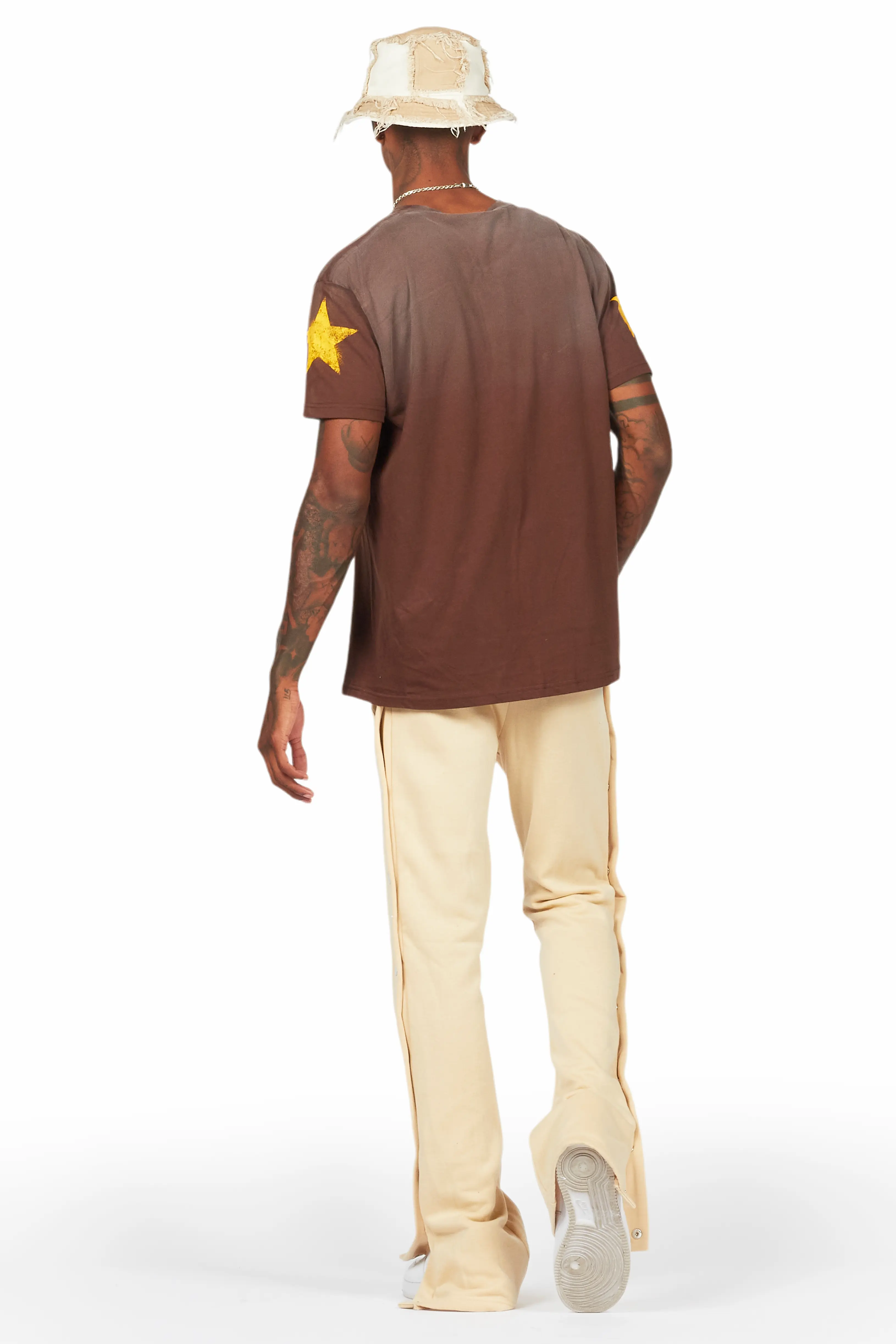 Filip Beige Baggy Snap Button Pant - Image 5