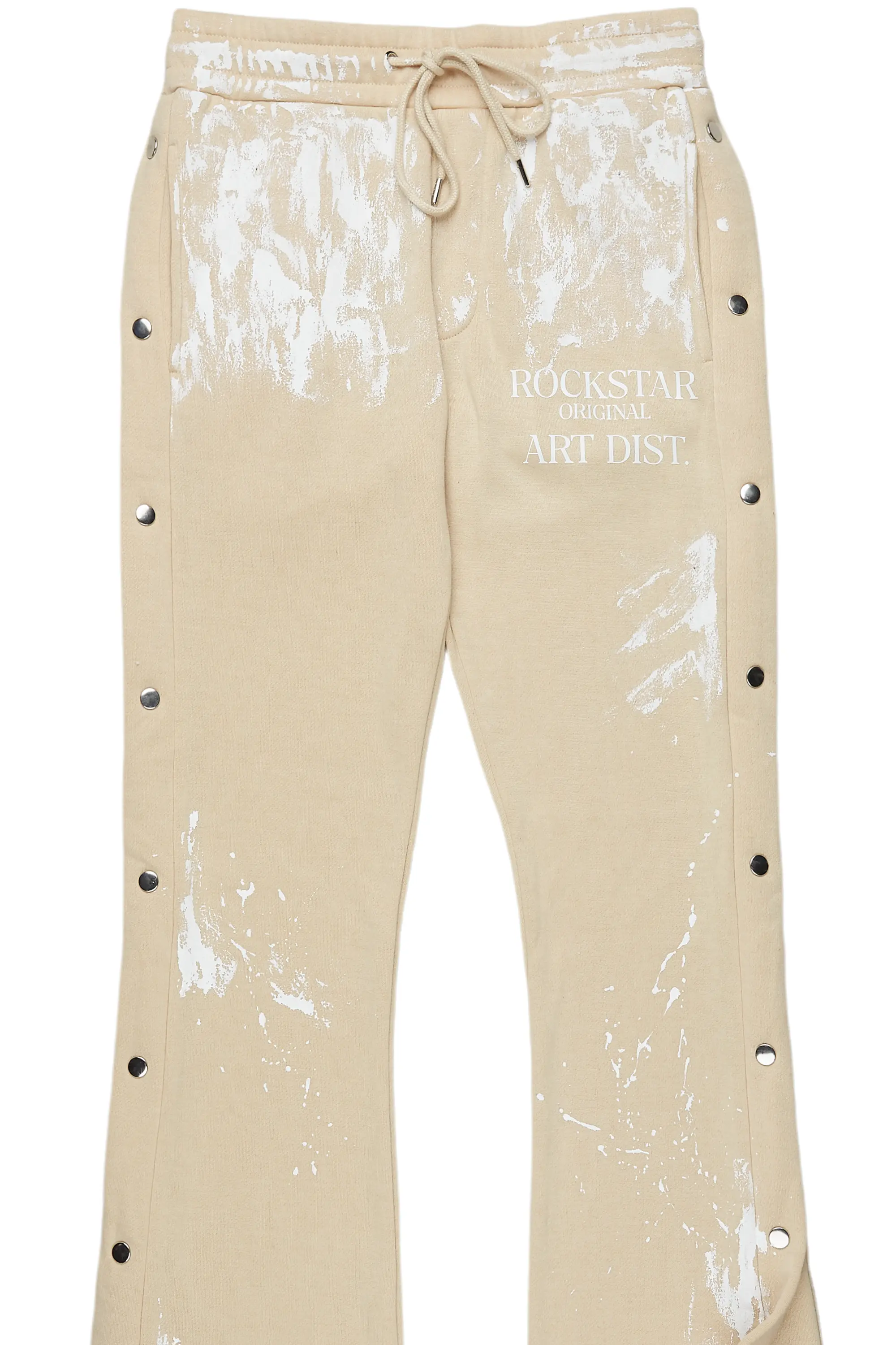 Filip Beige Baggy Snap Button Pant - Image 8