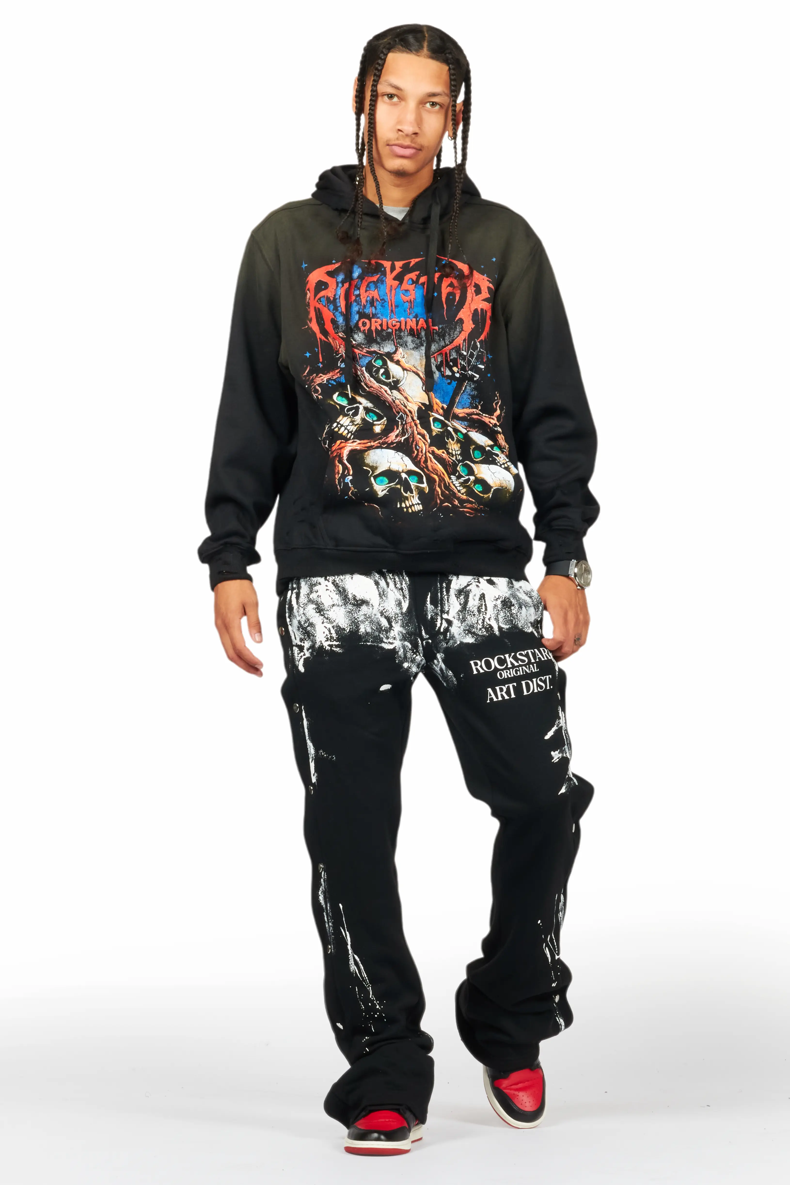 Filip Black Baggy Snap Button Pant - Image 3