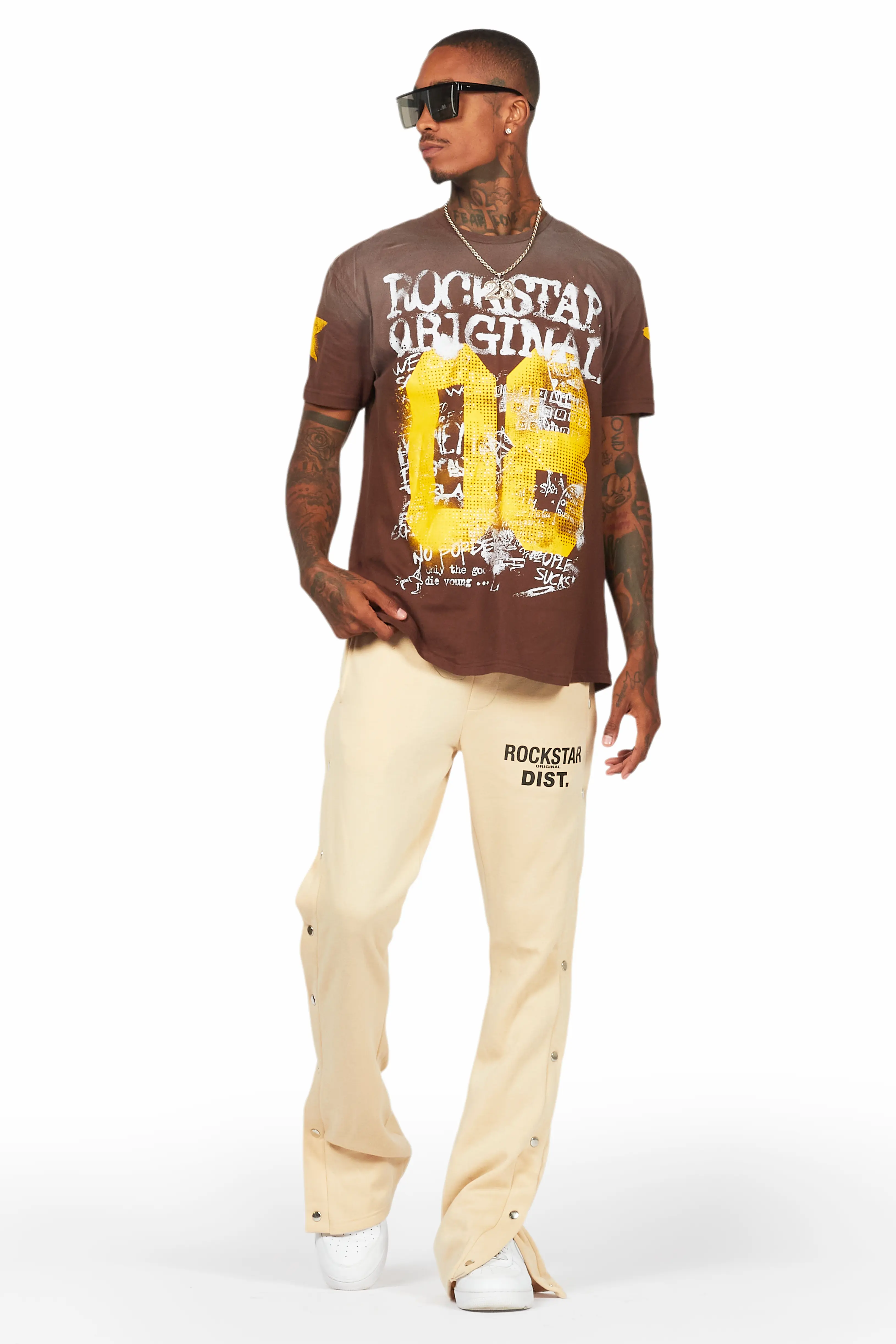 Alpine Beige Baggy Snap Button Pant - Image 3