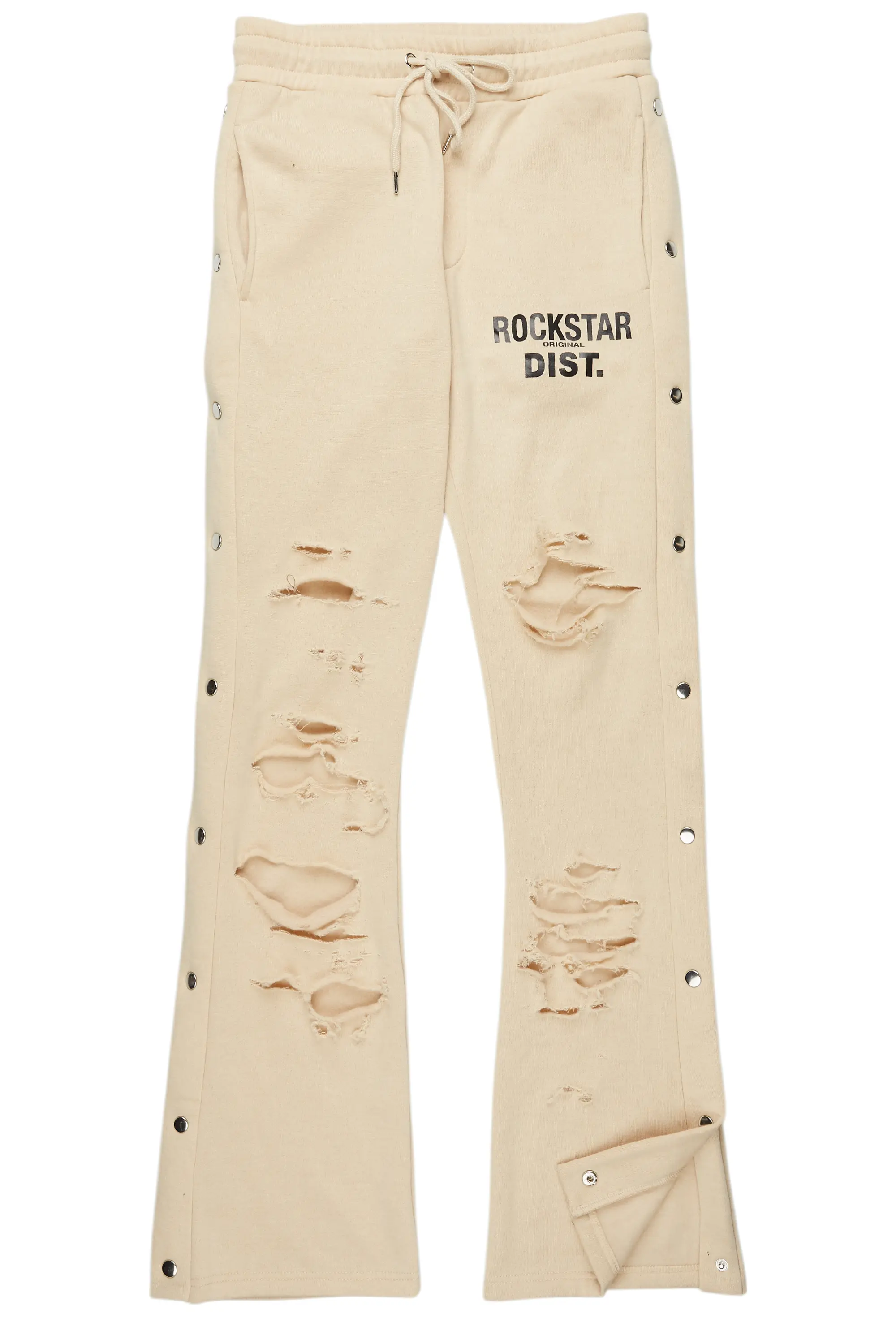 Chance Beige Baggy Snap Button Pant - Image 2