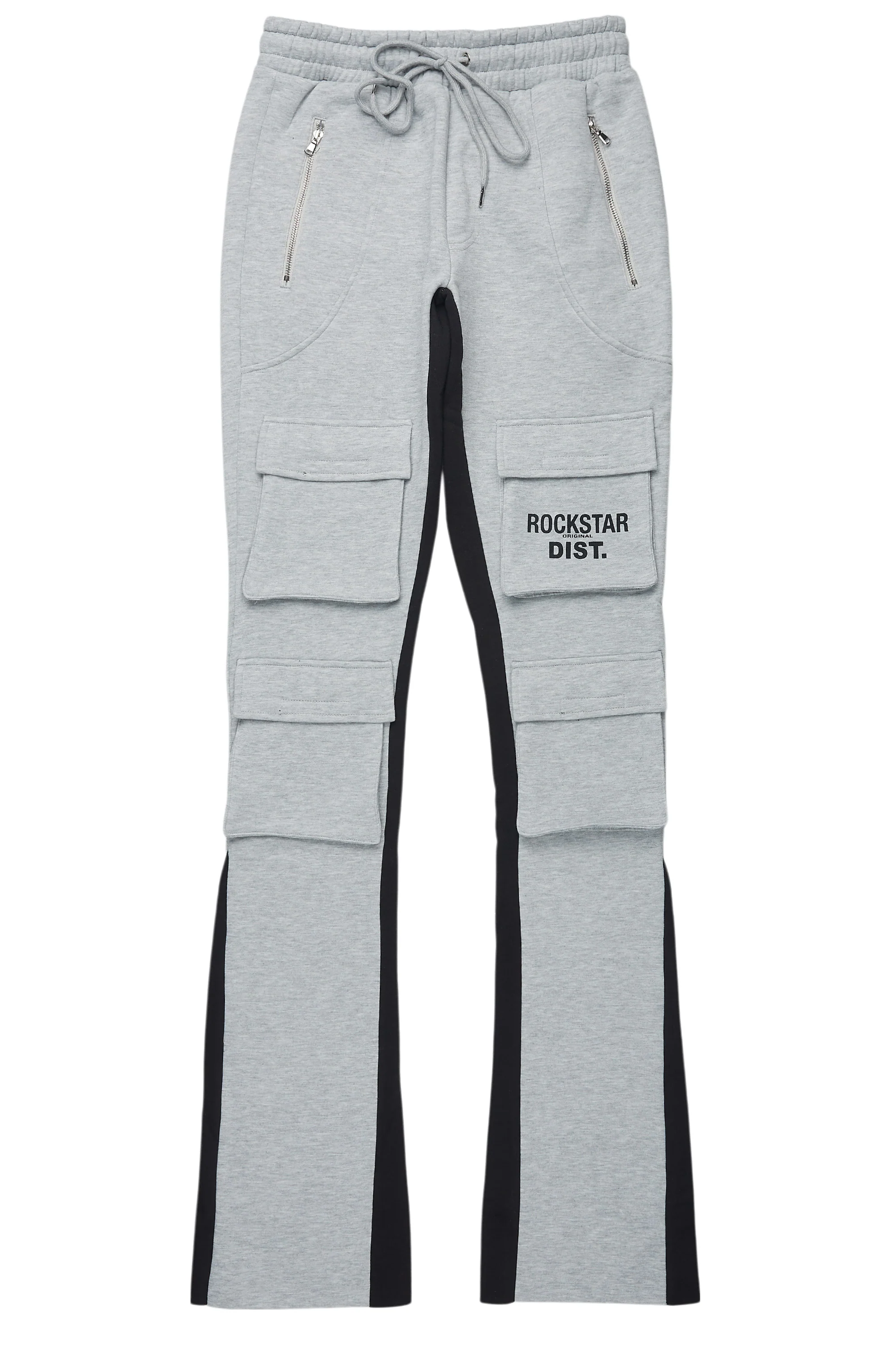Antoon Heather Grey Stacked Flare Track Pant - Image 2