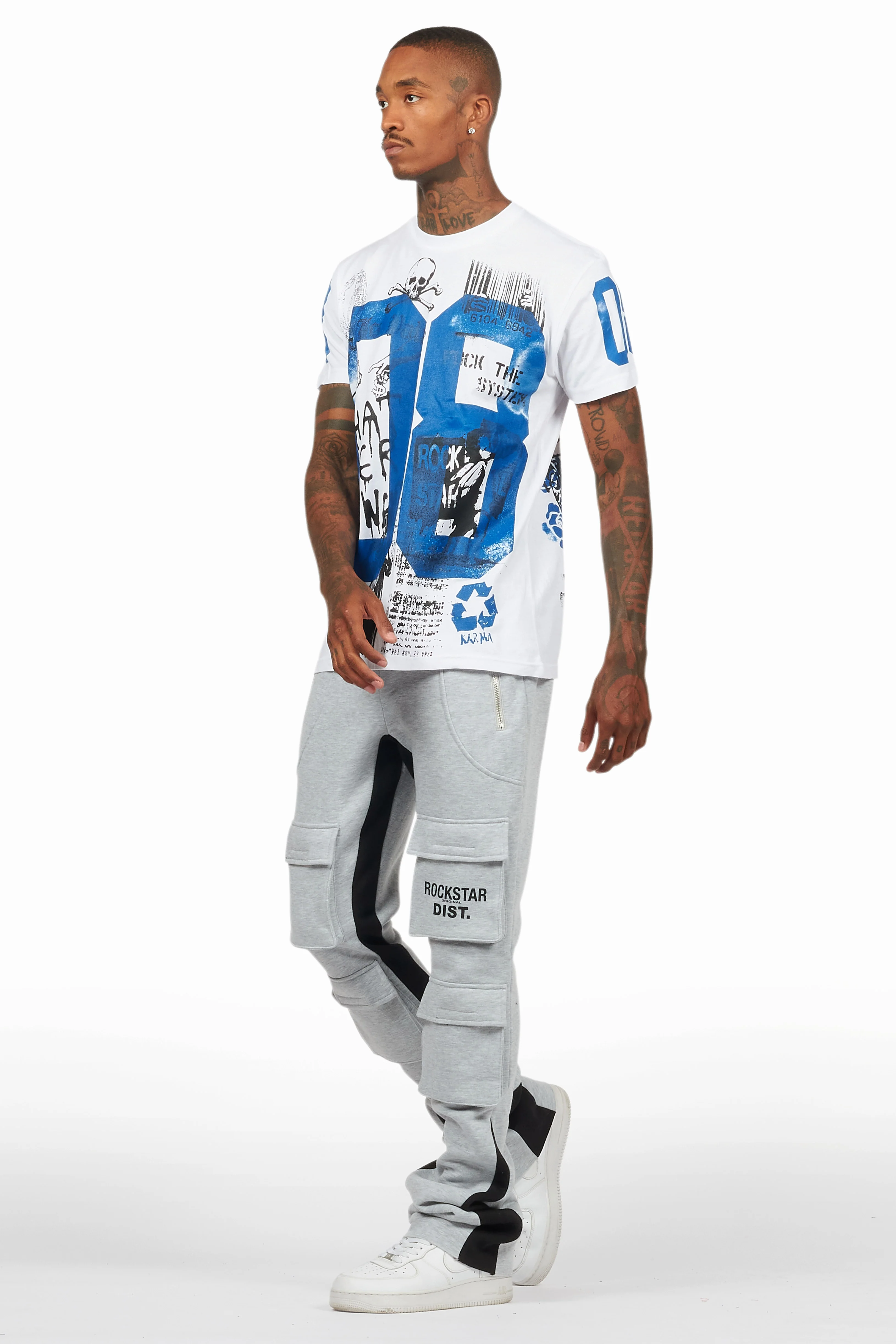 Antoon Heather Grey Stacked Flare Track Pant - Image 8