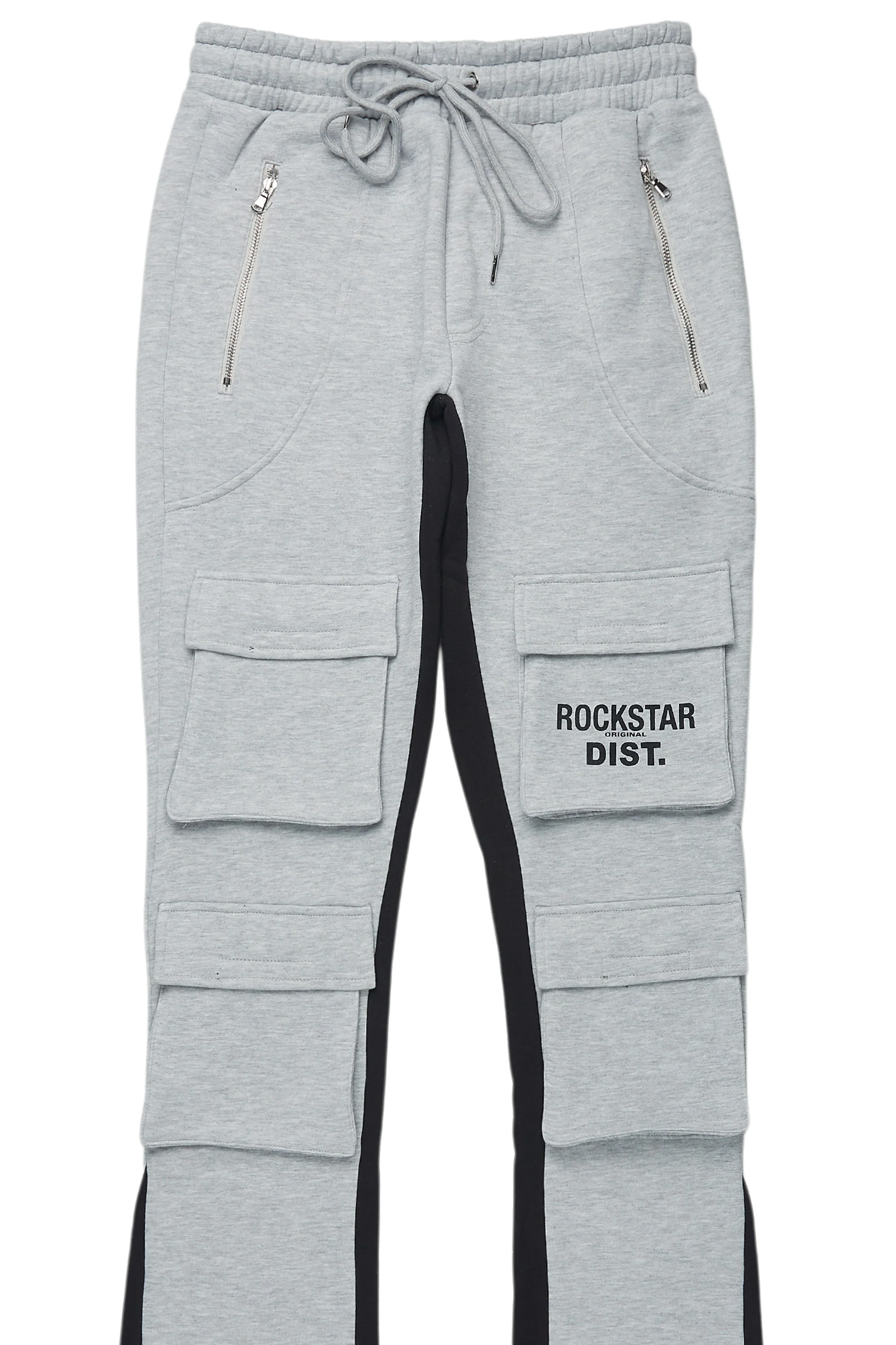 Antoon Heather Grey Stacked Flare Track Pant - Image 9
