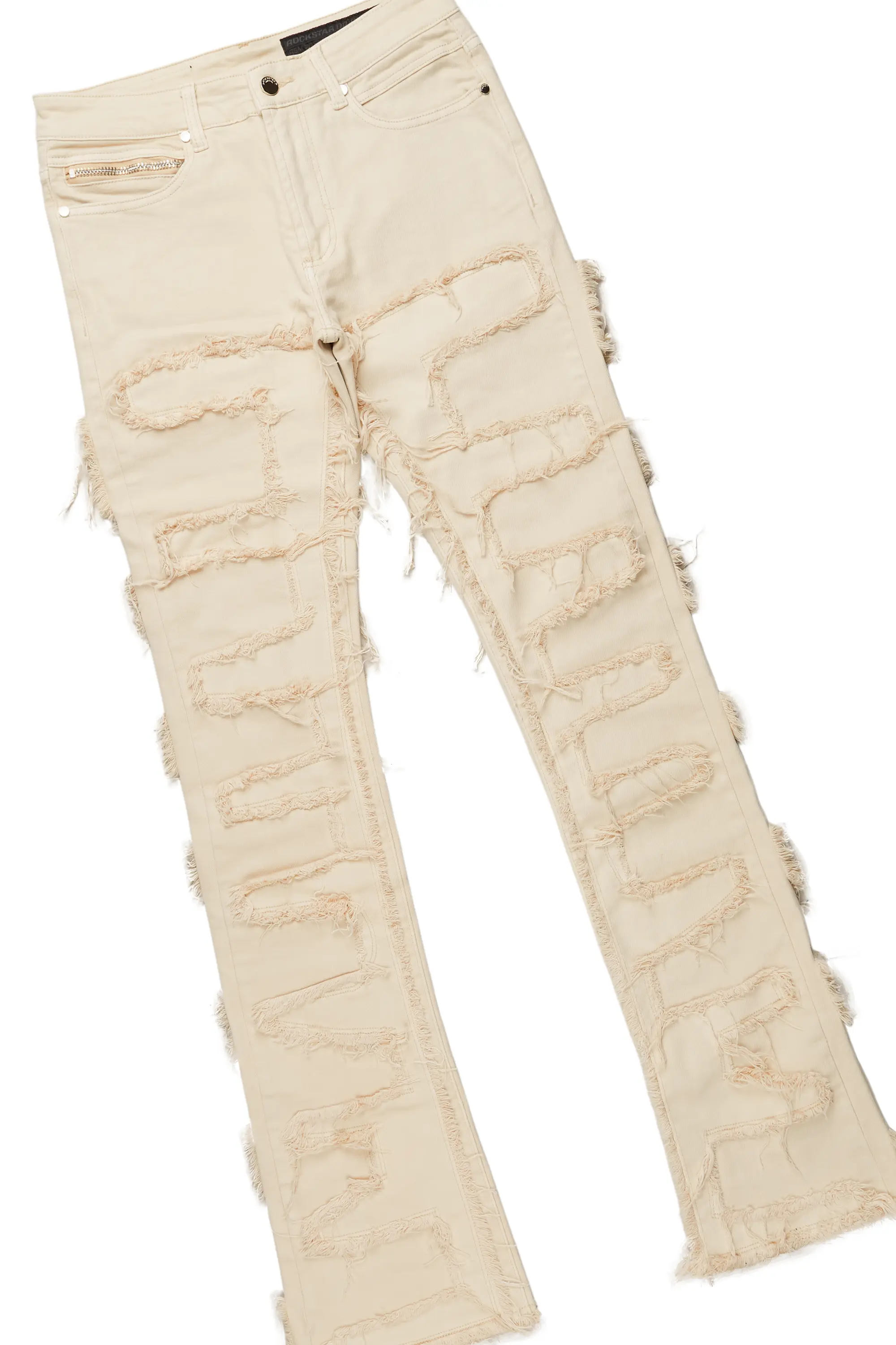 Manitol Black T-Shirt & Shake Beige Stacked Jean Bundle - Image 4