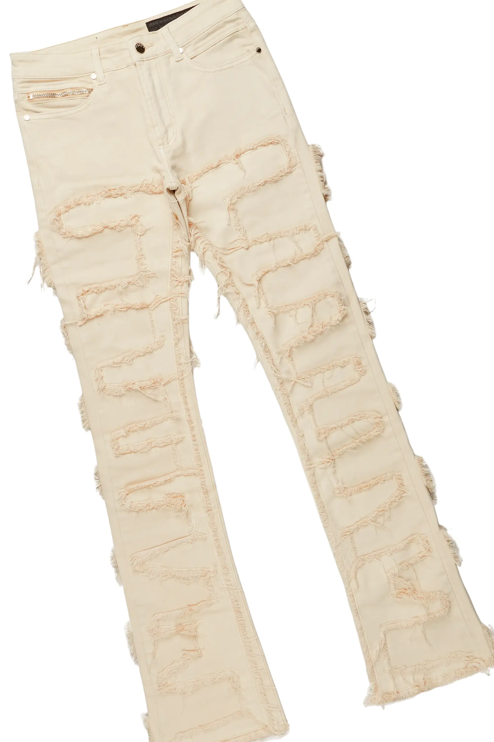 Posse White T-Shirt & Shake Beige Stacked Jean Bundle - Image 9