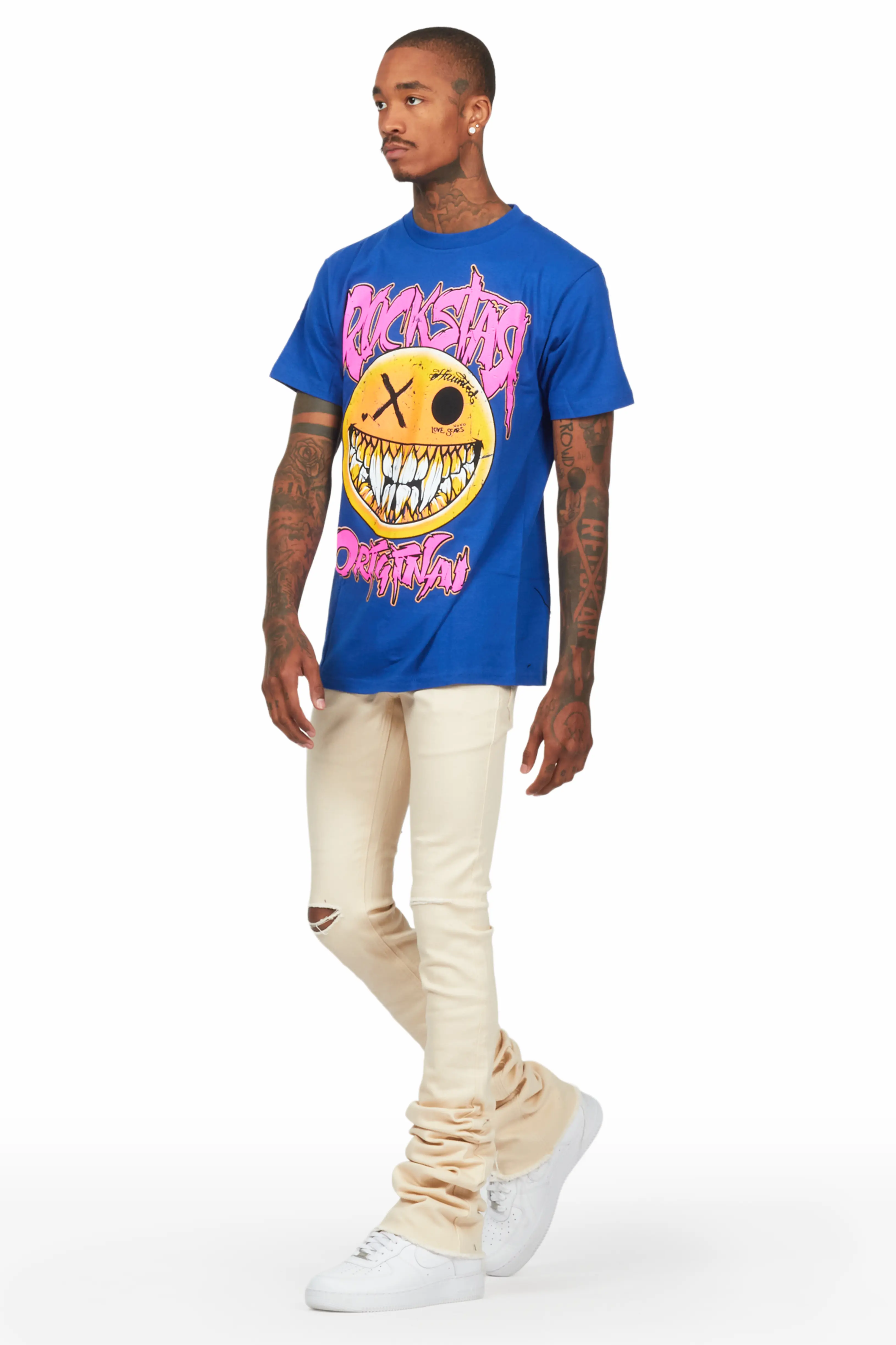 Fraust Royal T-Shirt & Josiah Beige Super Stacked Flare Jean Bundle - Image 5