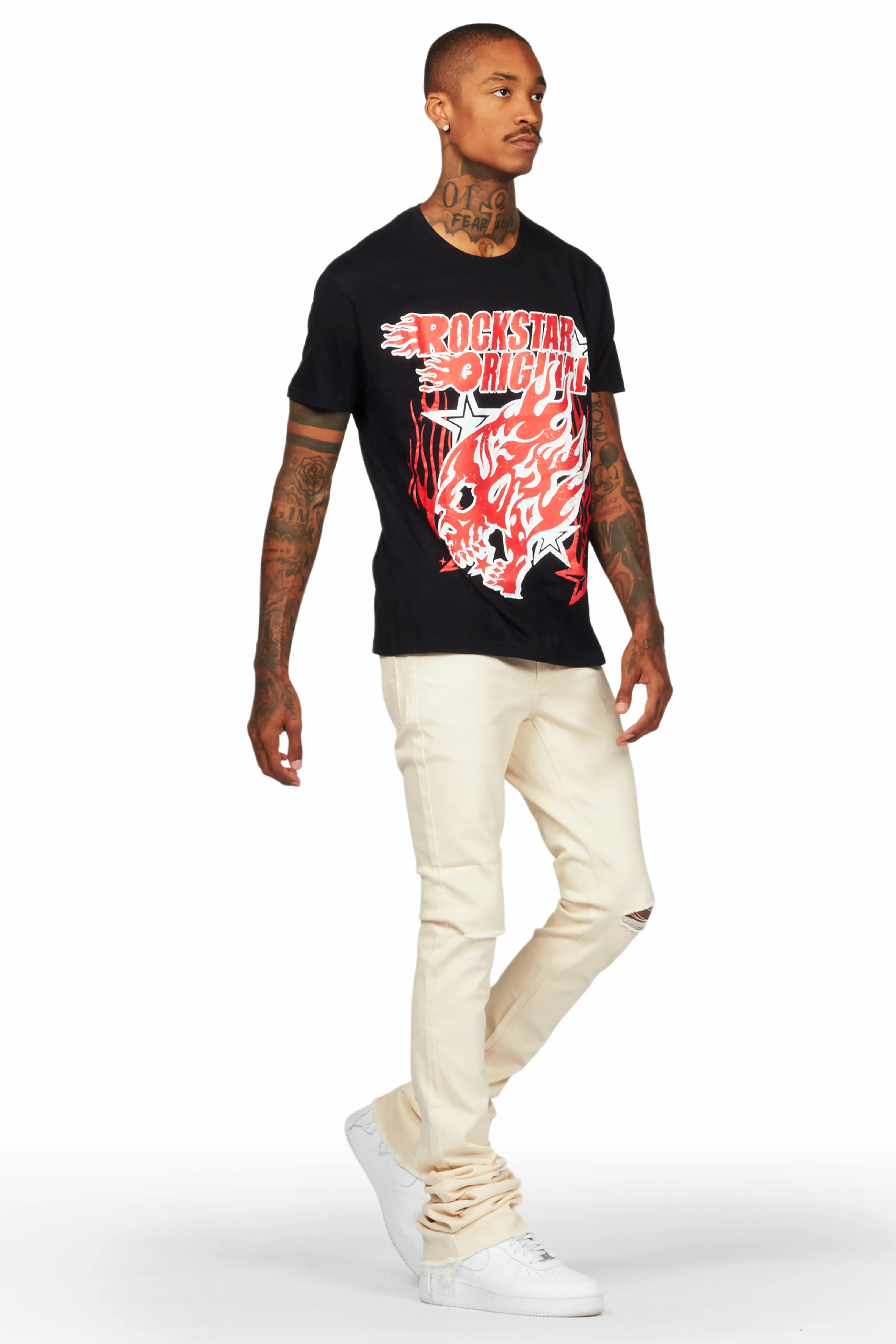 Smitty Black T-Shirt & Josiah Beige Super Stacked Flare Jean Bundle - Image 7