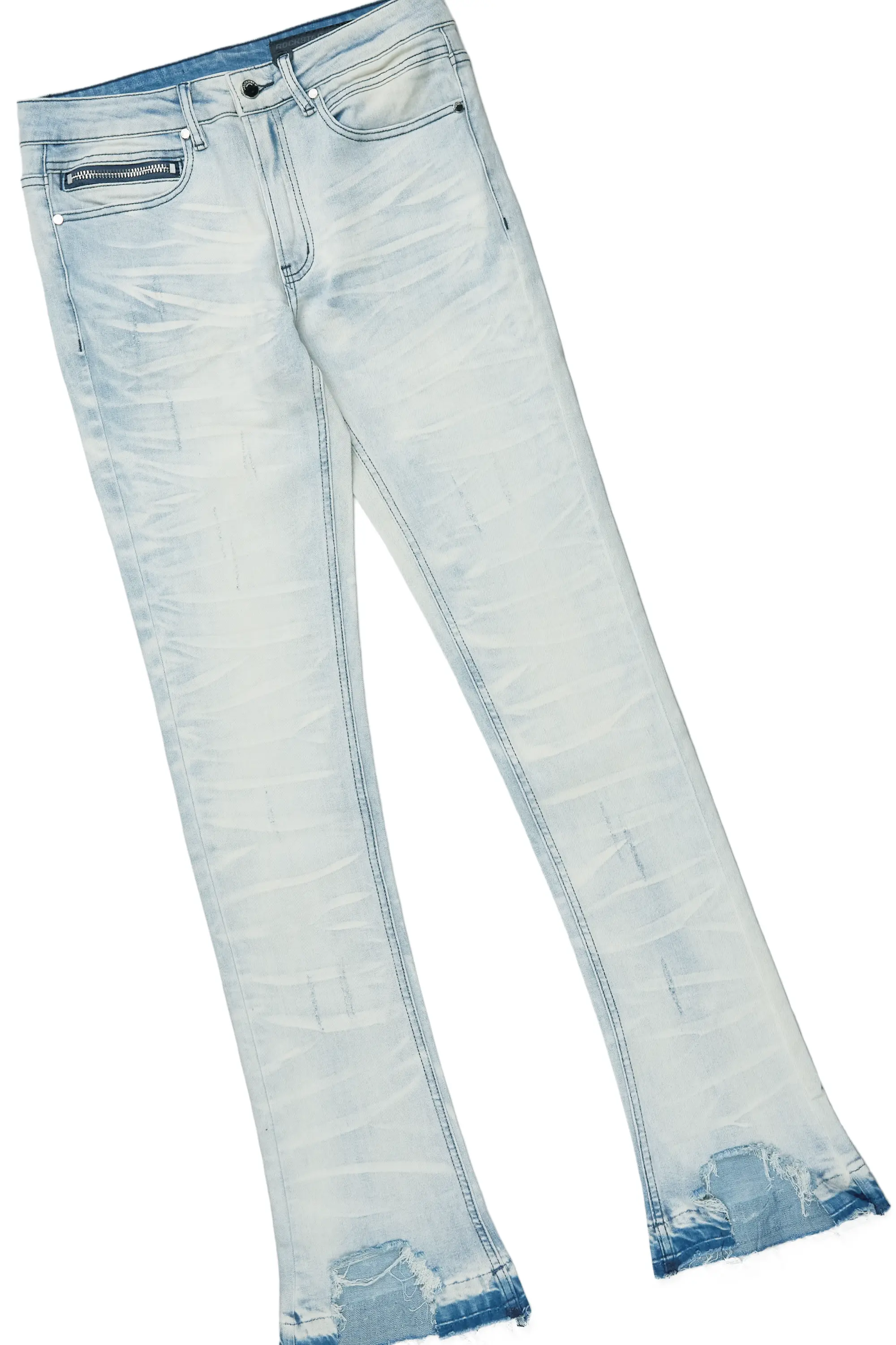 Pello White Oversized T-Shirt & Lakyn Light Blue Stacked Flare Jean Bundle - Image 3