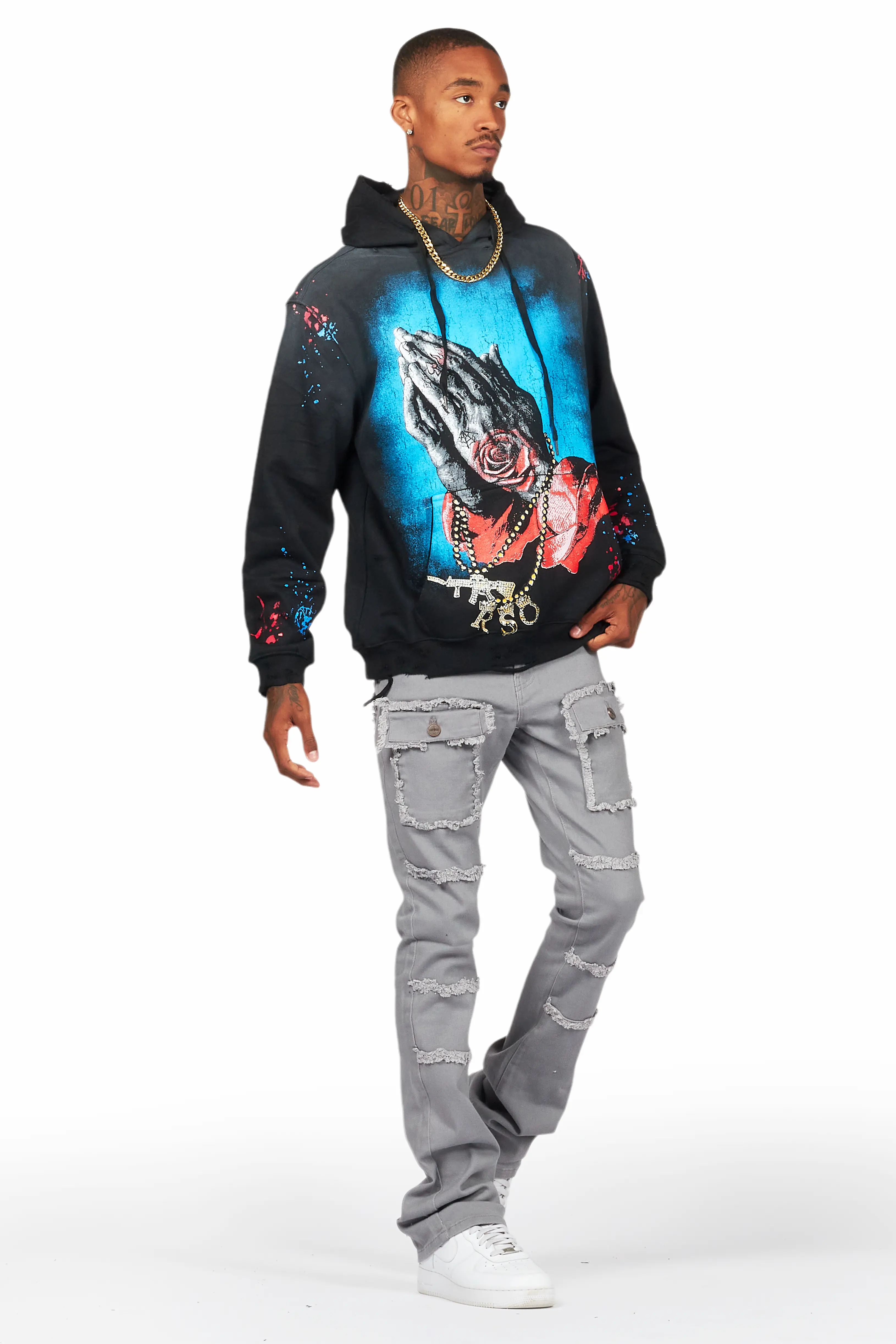 Gonave Black Hoodie/Stacked Flare Cargo Jean Bundle - Image 6
