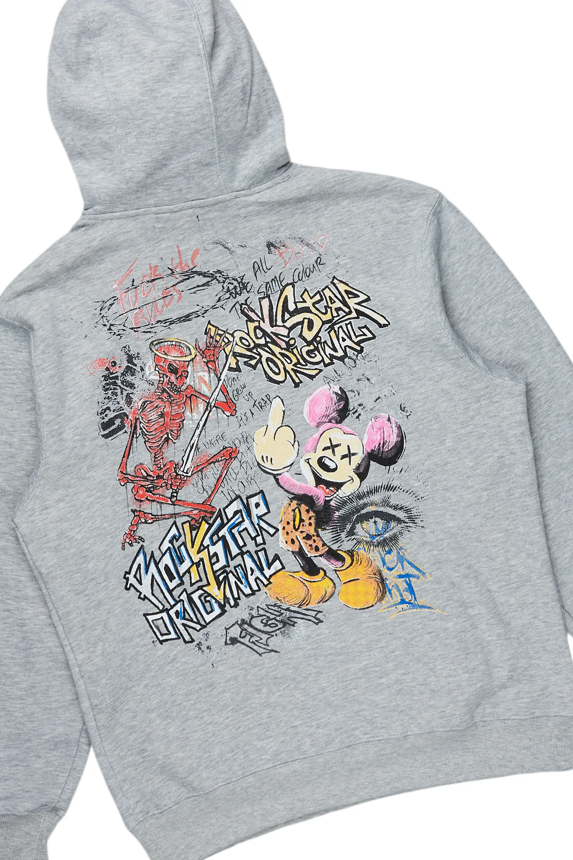 Yooz Heather Grey Hoodie/Stacked Flare Cargo Jean Bundle - Image 9