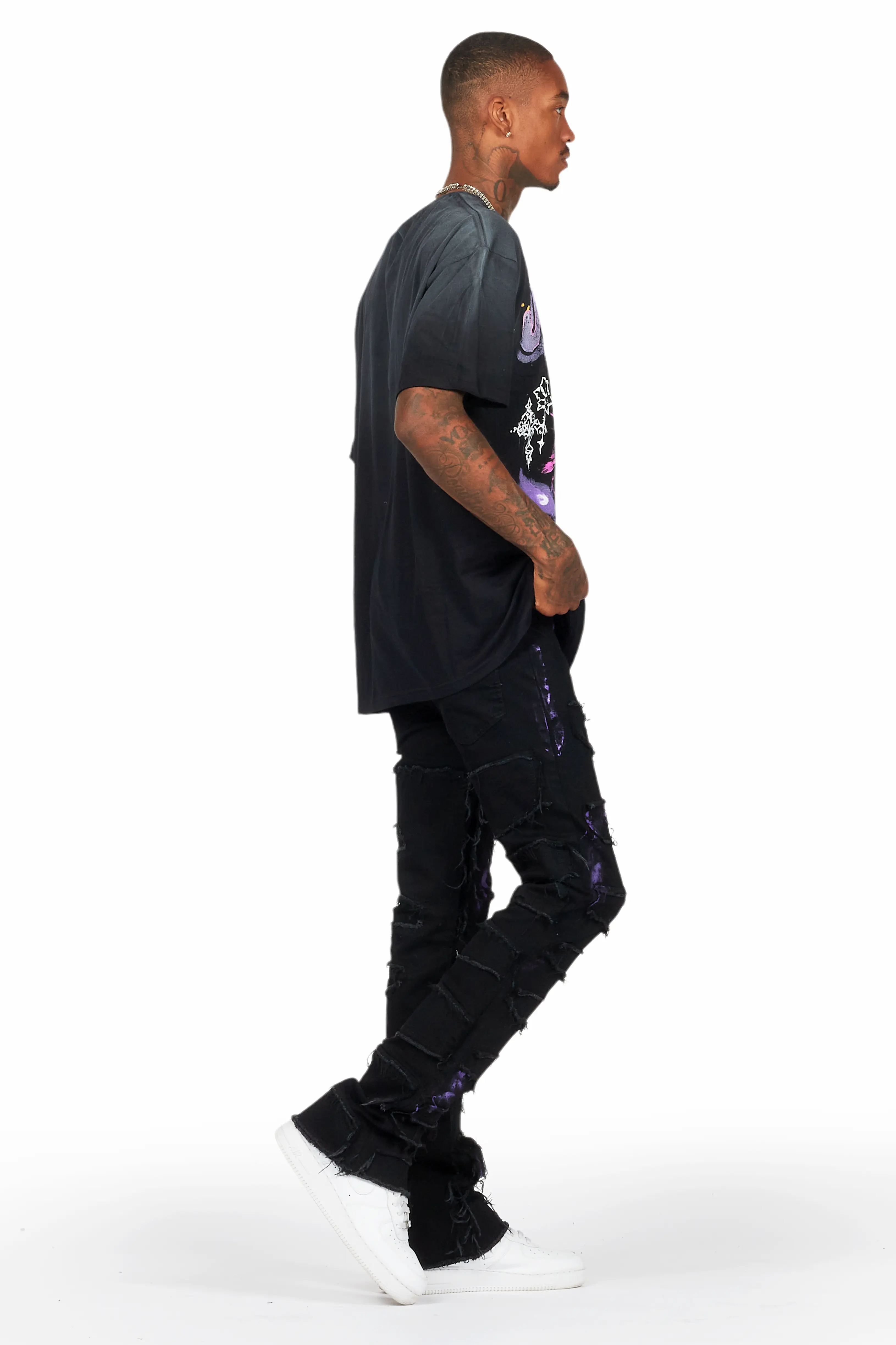 Yamal Black T-Shirt/Stacked Flare Jean Bundle - Image 3