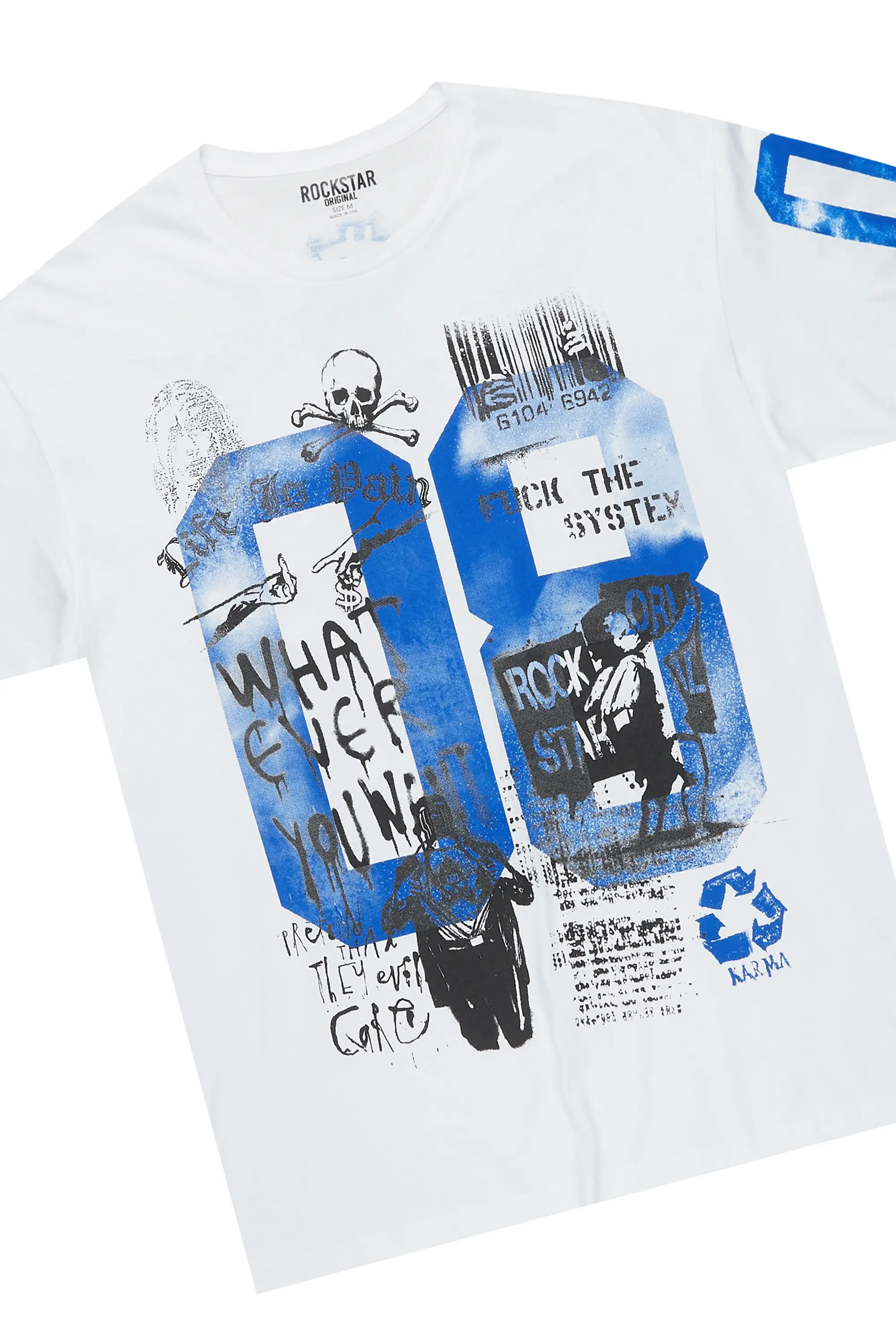 Grill White/Blue Oversized T-Shirt/Super Stacked Flare Jean Bundle - Image 2