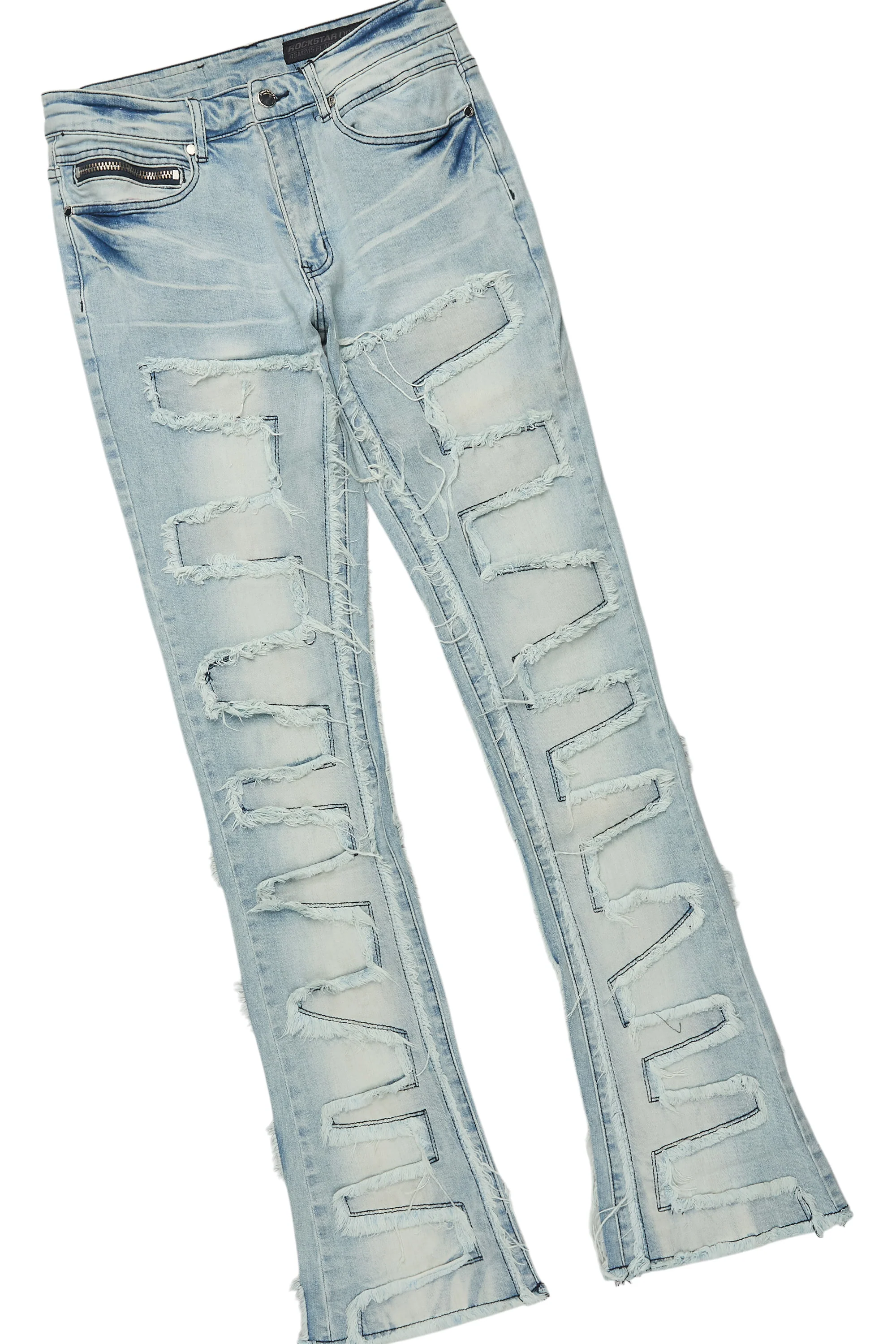 Beno White T-Shirt & Shake Blue Stacked Flare Jean Bundle - Image 6