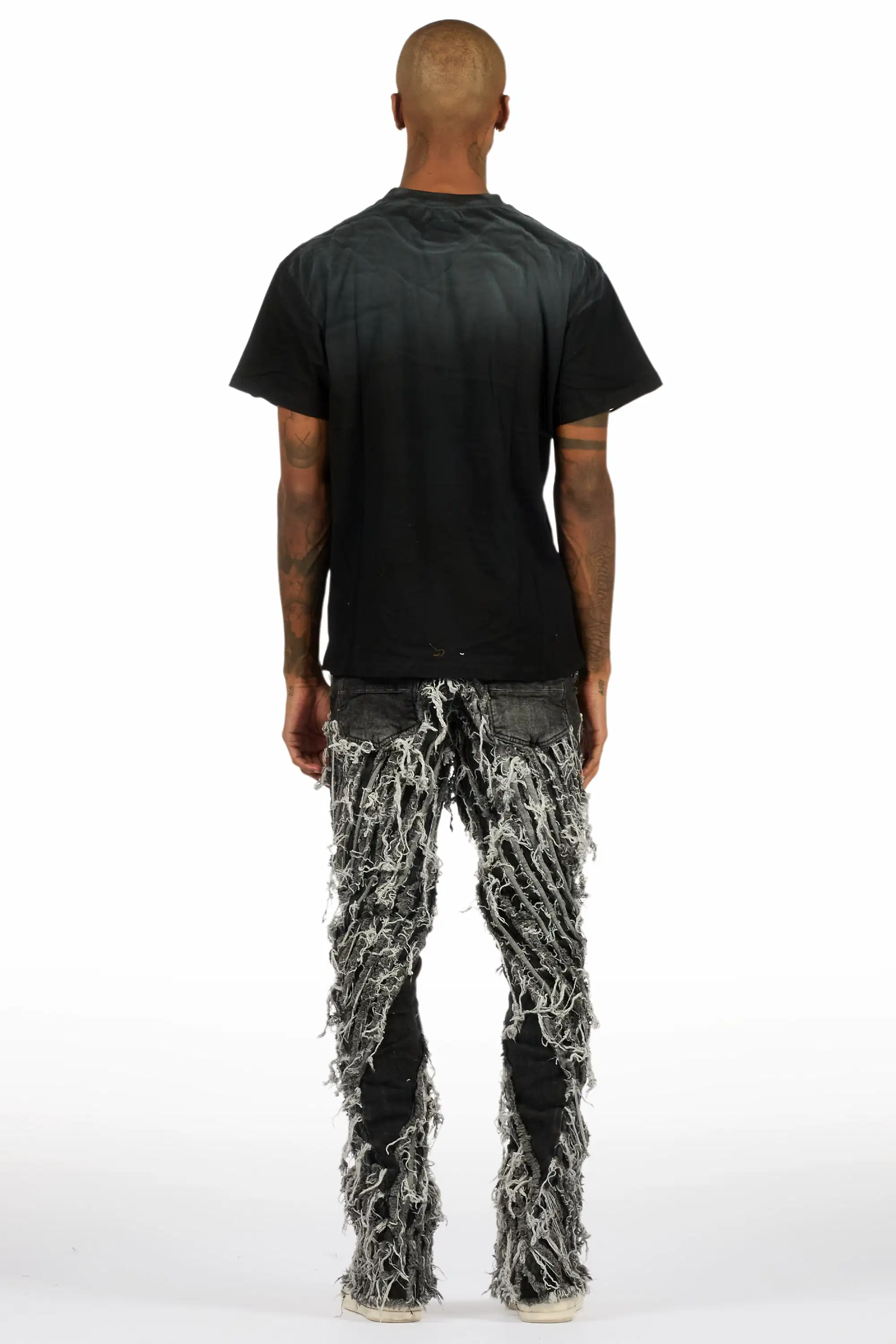 Amina Black Oversized T-Shirt/Stacked Flare Jean Bundle - Image 4