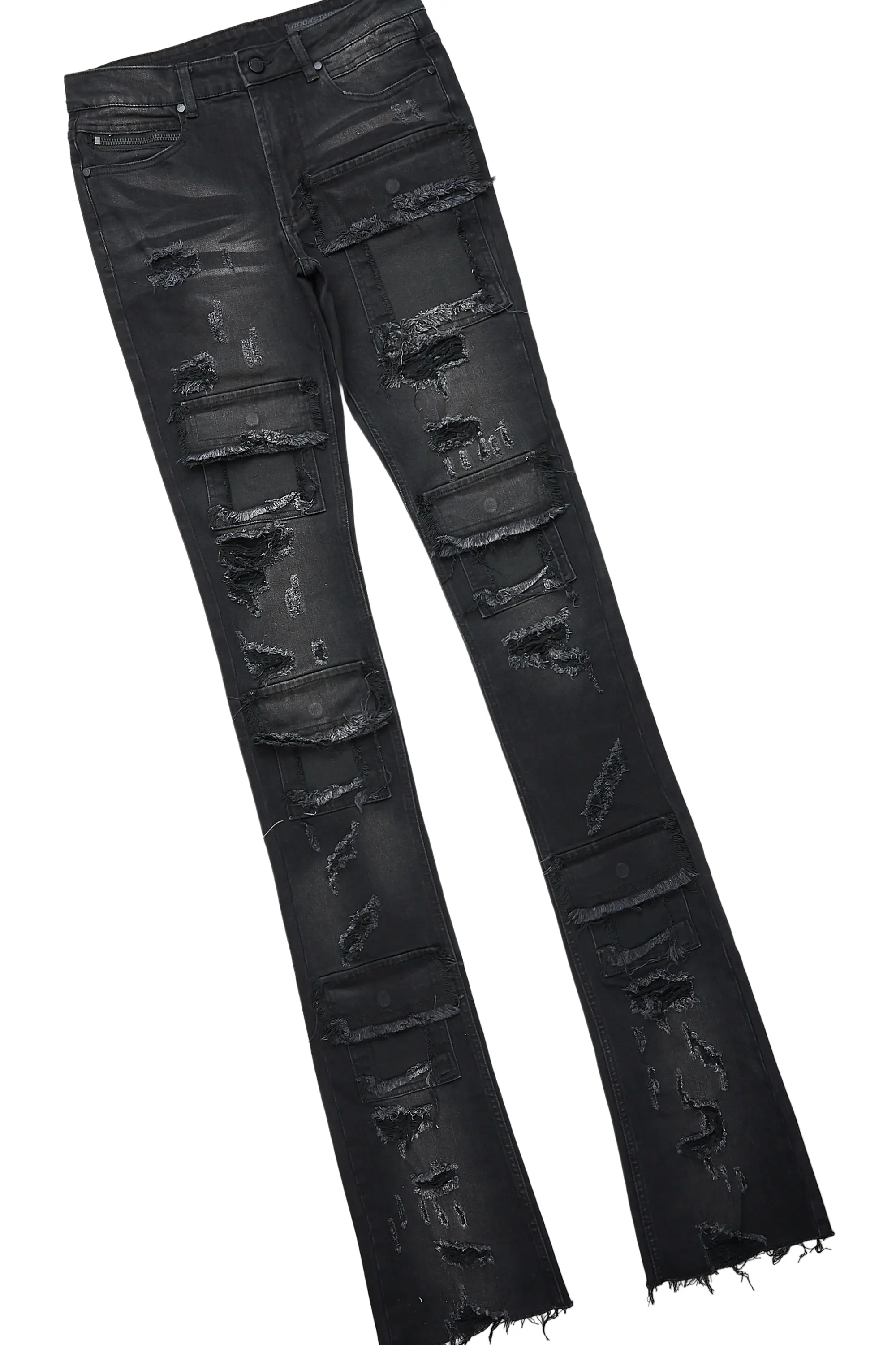 Fuka Black Knit Hoodie & Pooja Super Stacked Flare Jean Bundle - Image 4