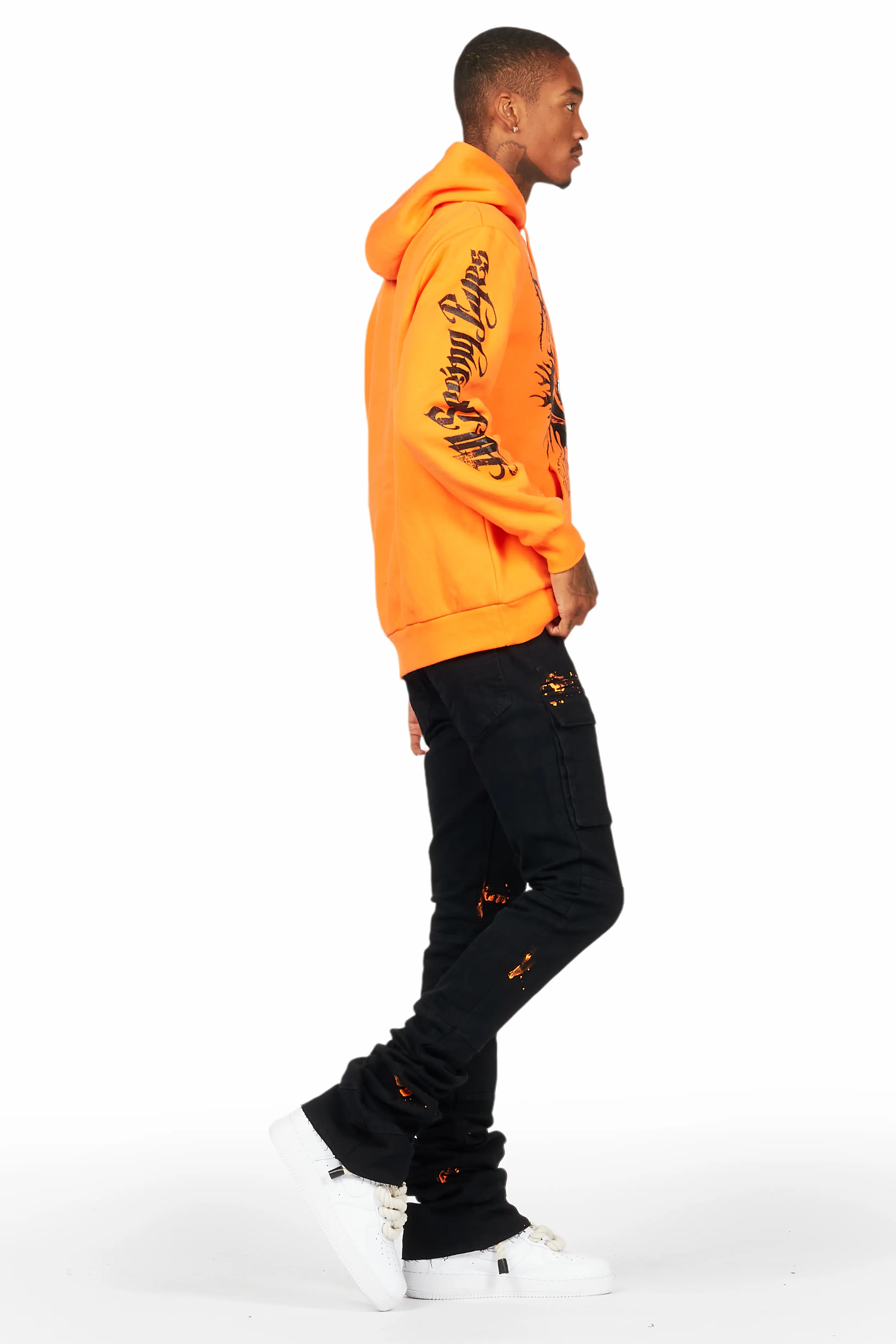 All Seeing Eyes Orange Hoodie/Super Stacked Flare Jean Bundle - Image 3